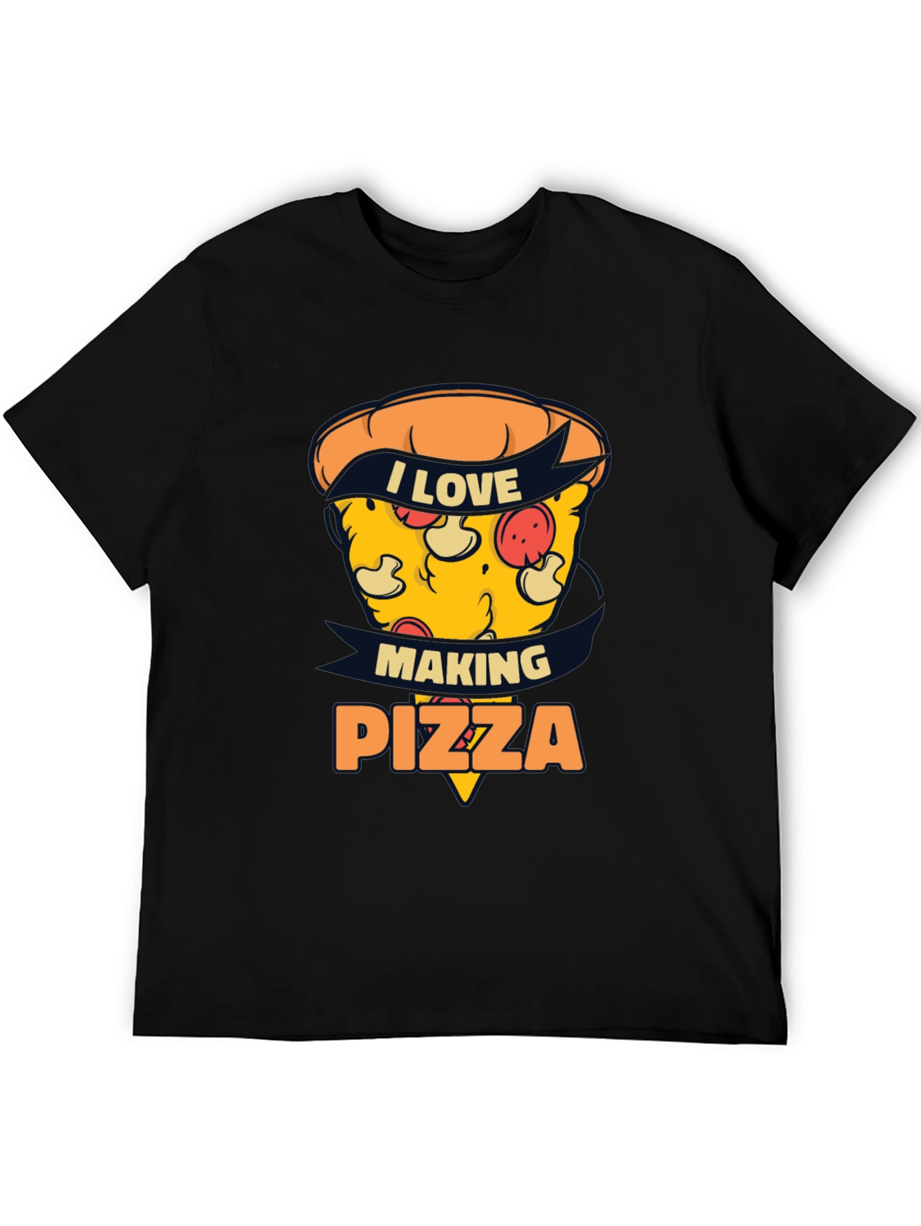 I Love Making Pizza Graphic Black Tee