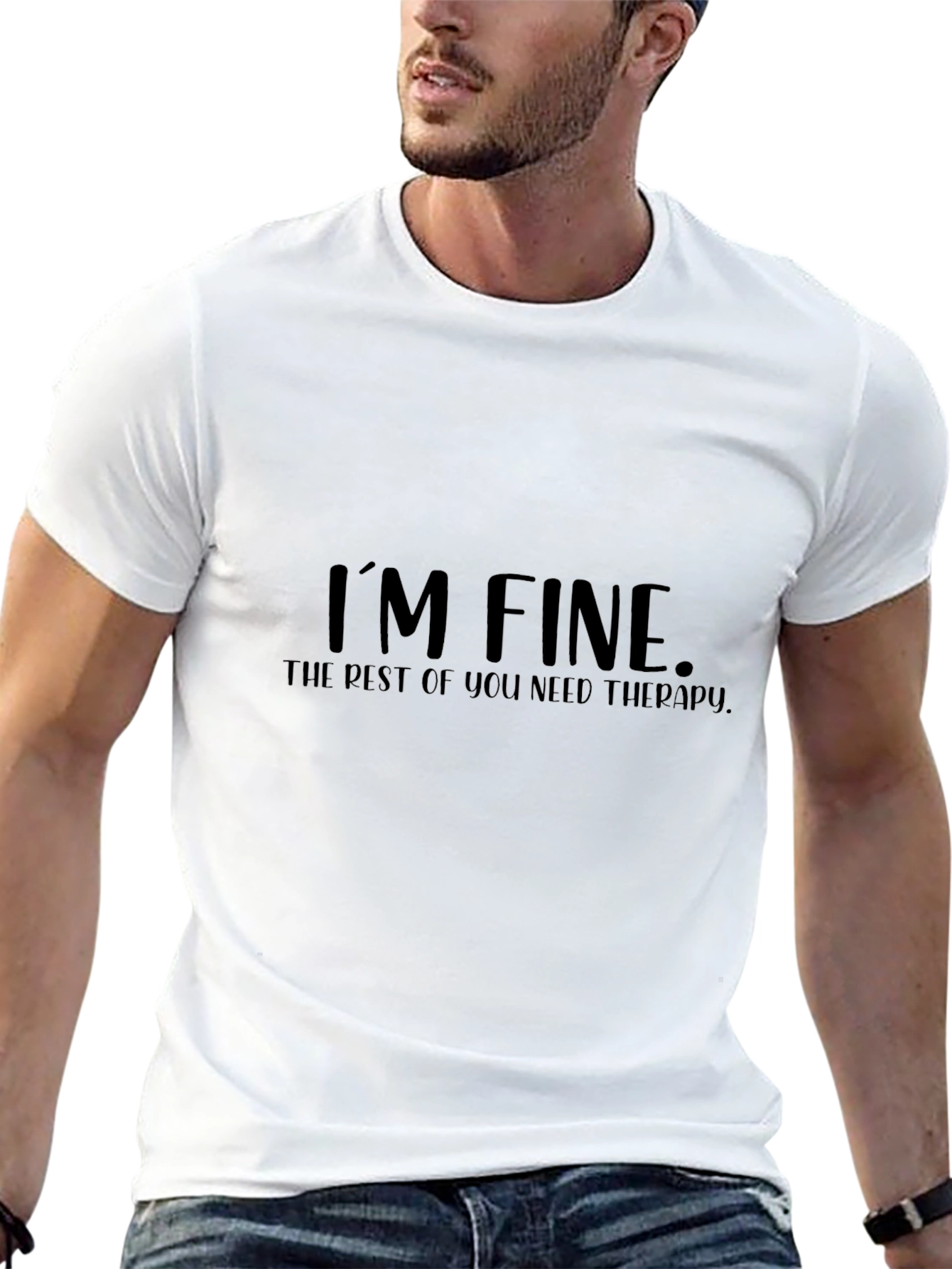 Im Fine Black Cotton Graphic Tee