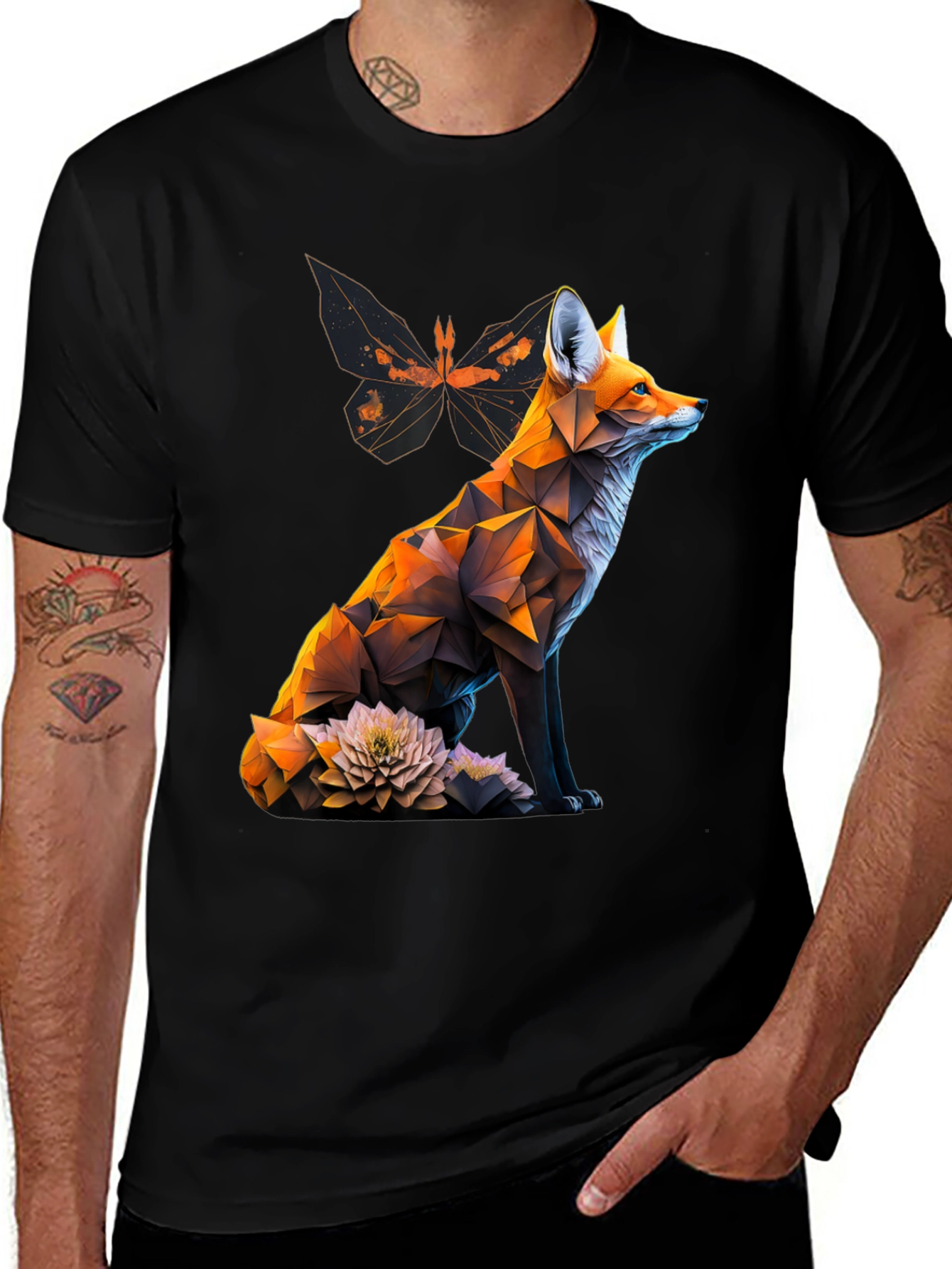 Geometric Fox Graphic Tee - Modern Animal Print T-Shirt
