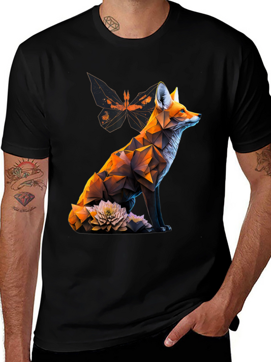 Geometric Fox Graphic Tee - Modern Animal Print T-Shirt