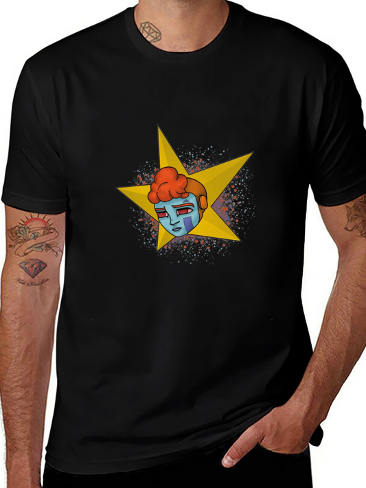 Black Graphic Tee - Retro Robot Star