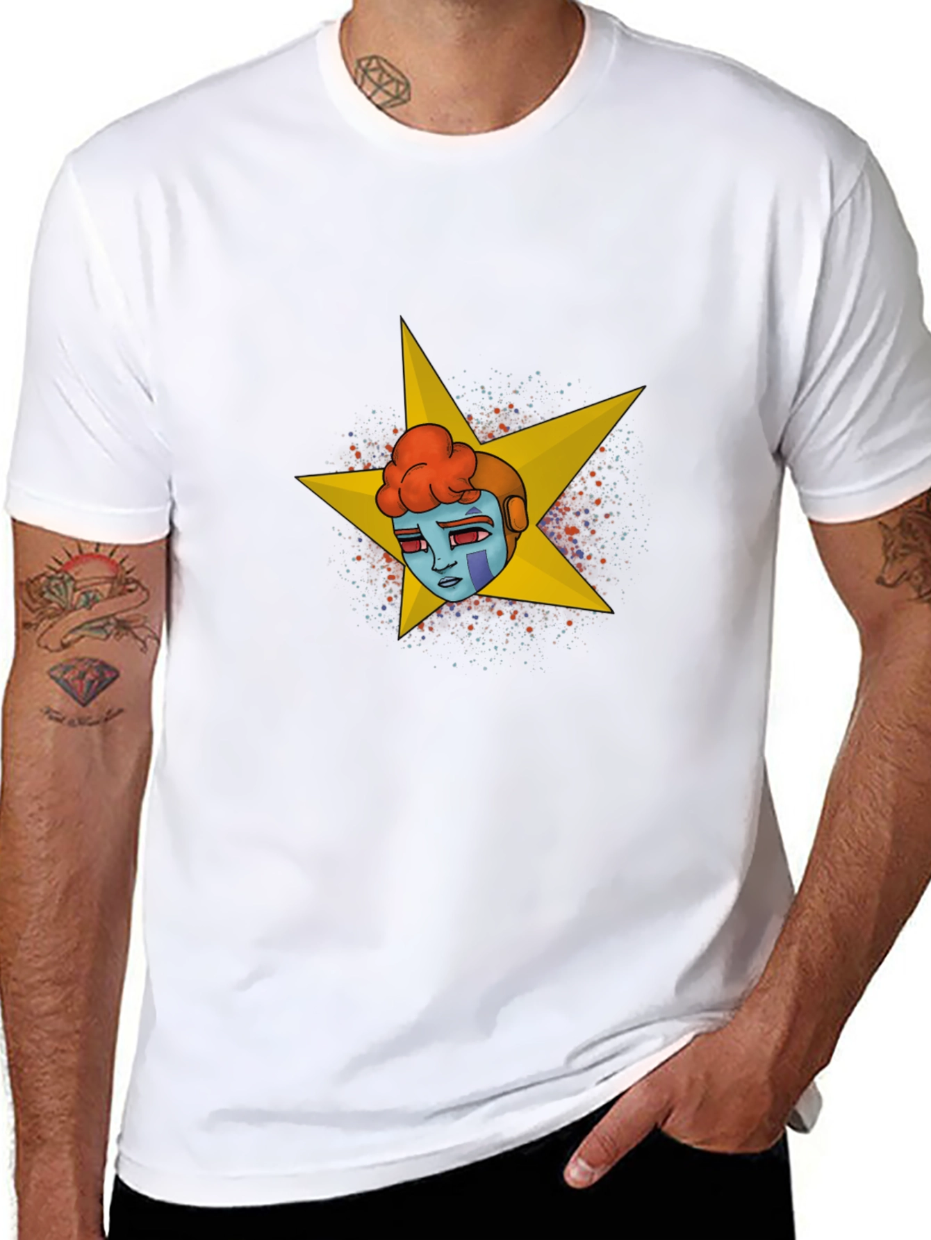 Black Graphic Tee - Retro Robot Star
