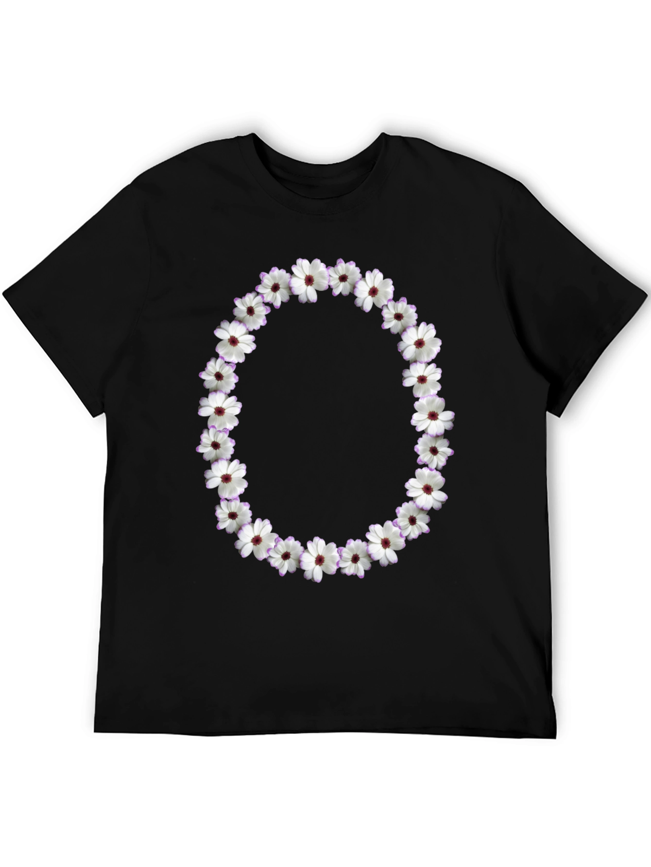 Floral Wreath Graphic Black T-Shirt