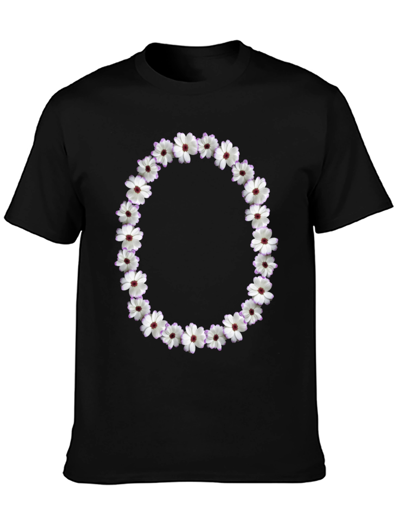 Floral Wreath Graphic Black T-Shirt