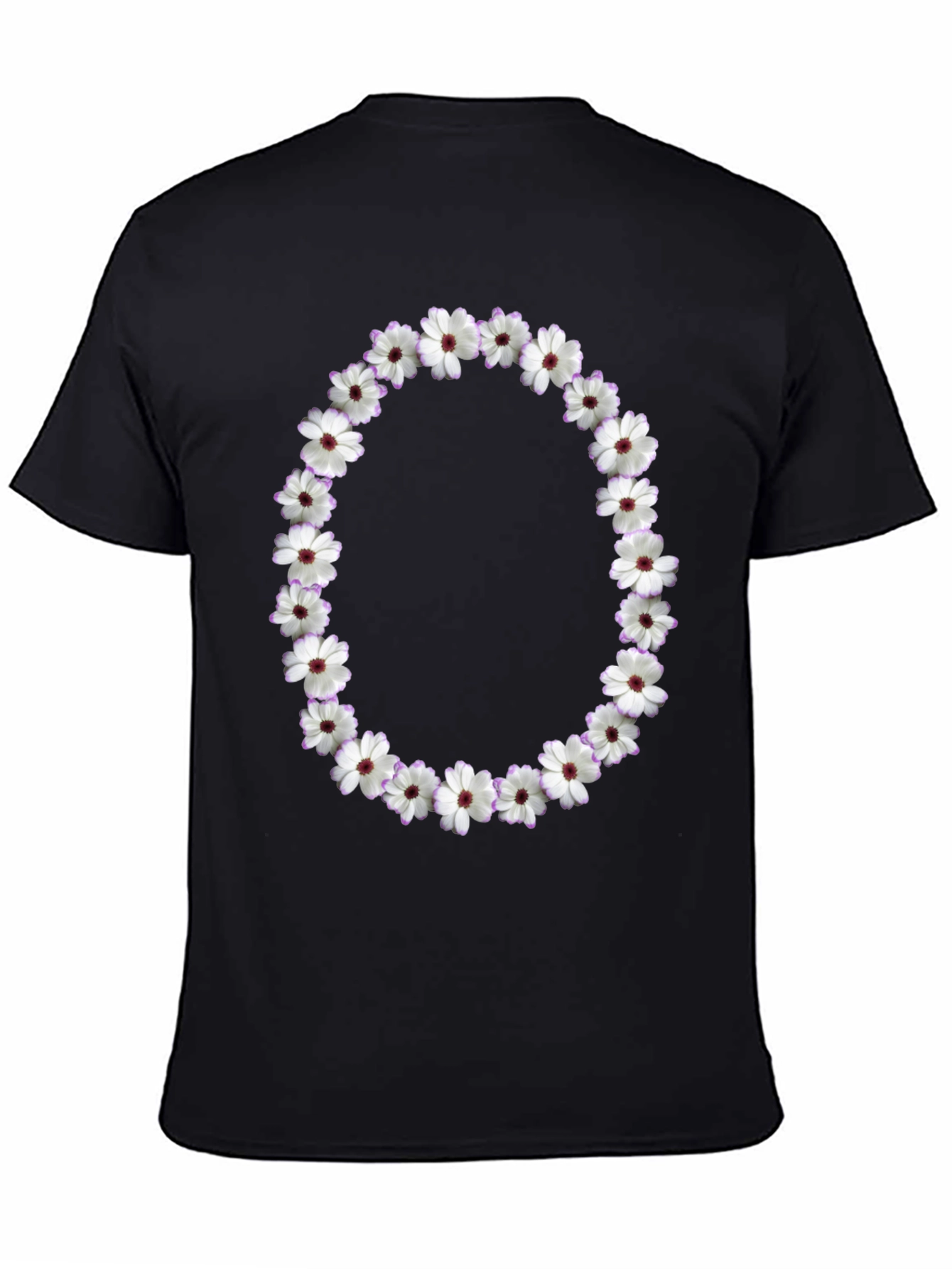 Floral Wreath Graphic Black T-Shirt