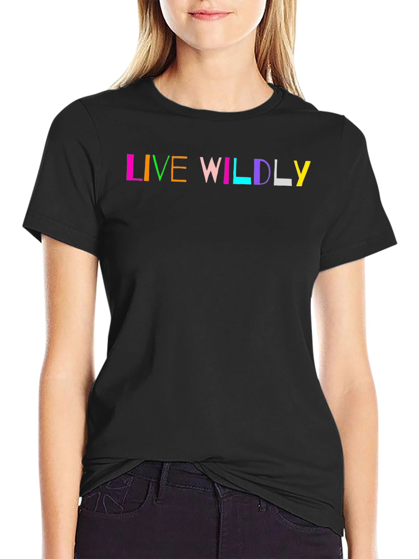 Live Wildly Graphic Black T-Shirt