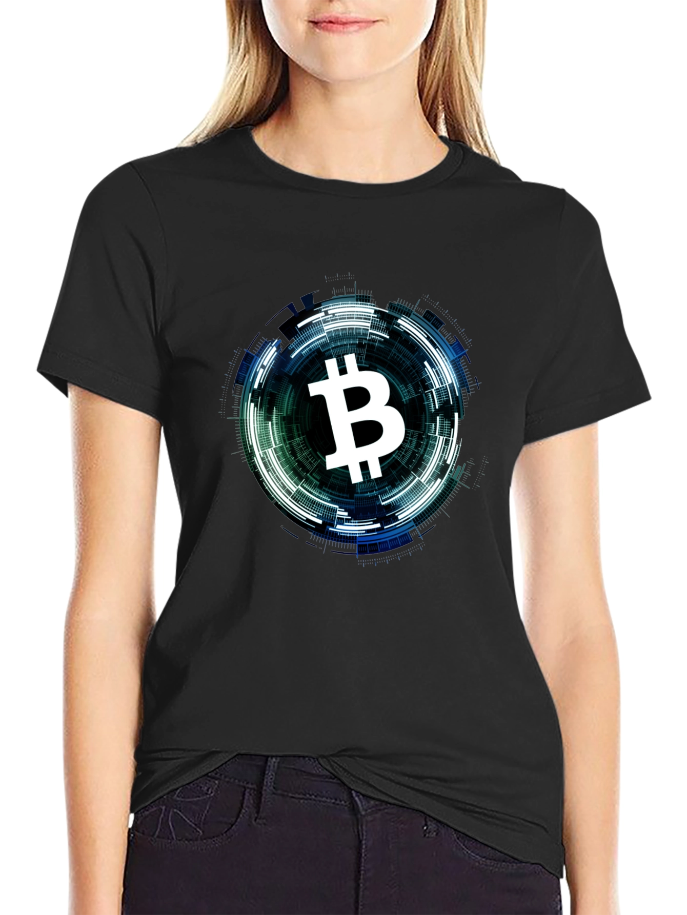 Bitcoin Tech Circle Black T-Shirt