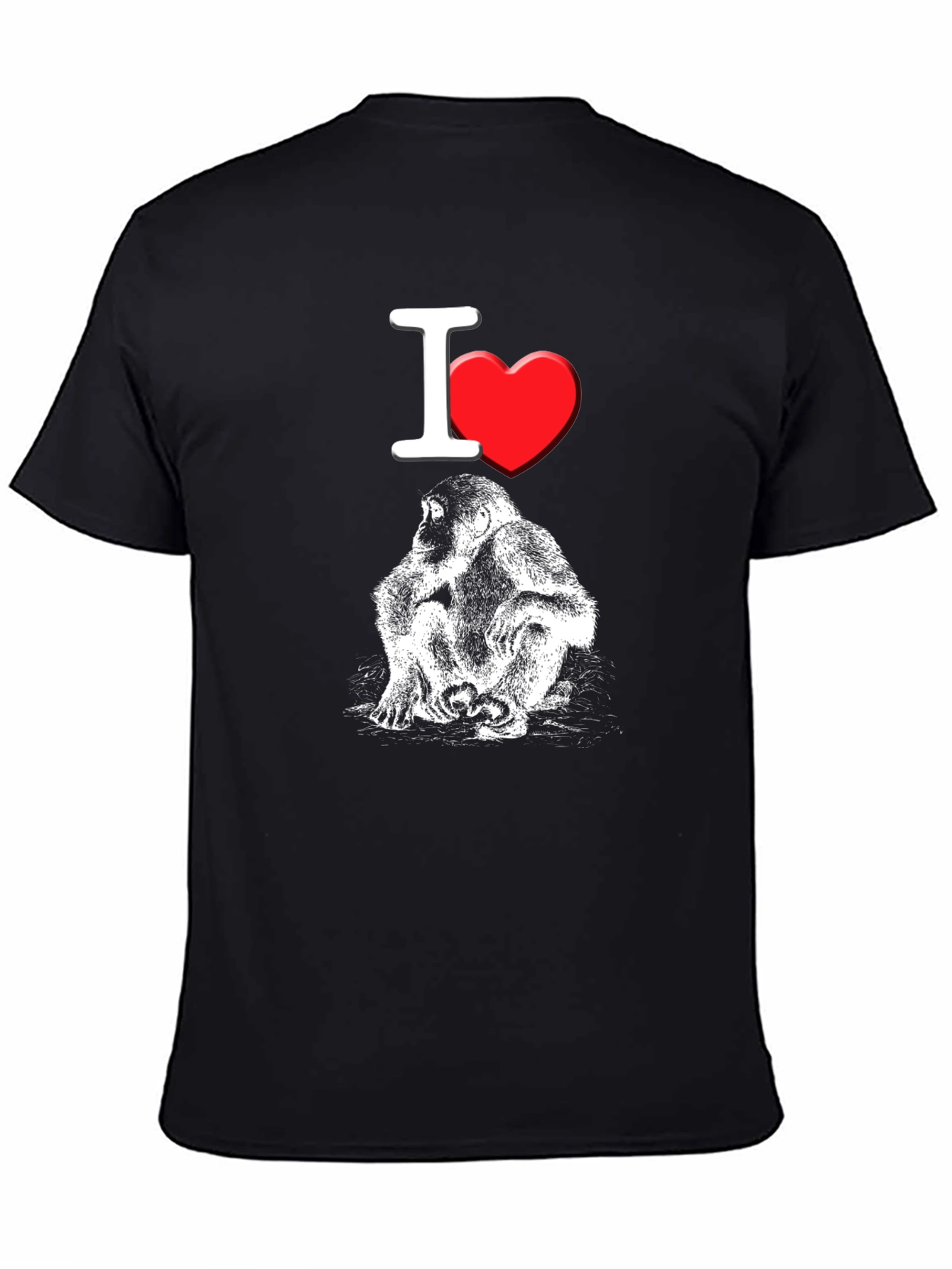 I Heart Monkeys T-Shirt - Black Crew Neck