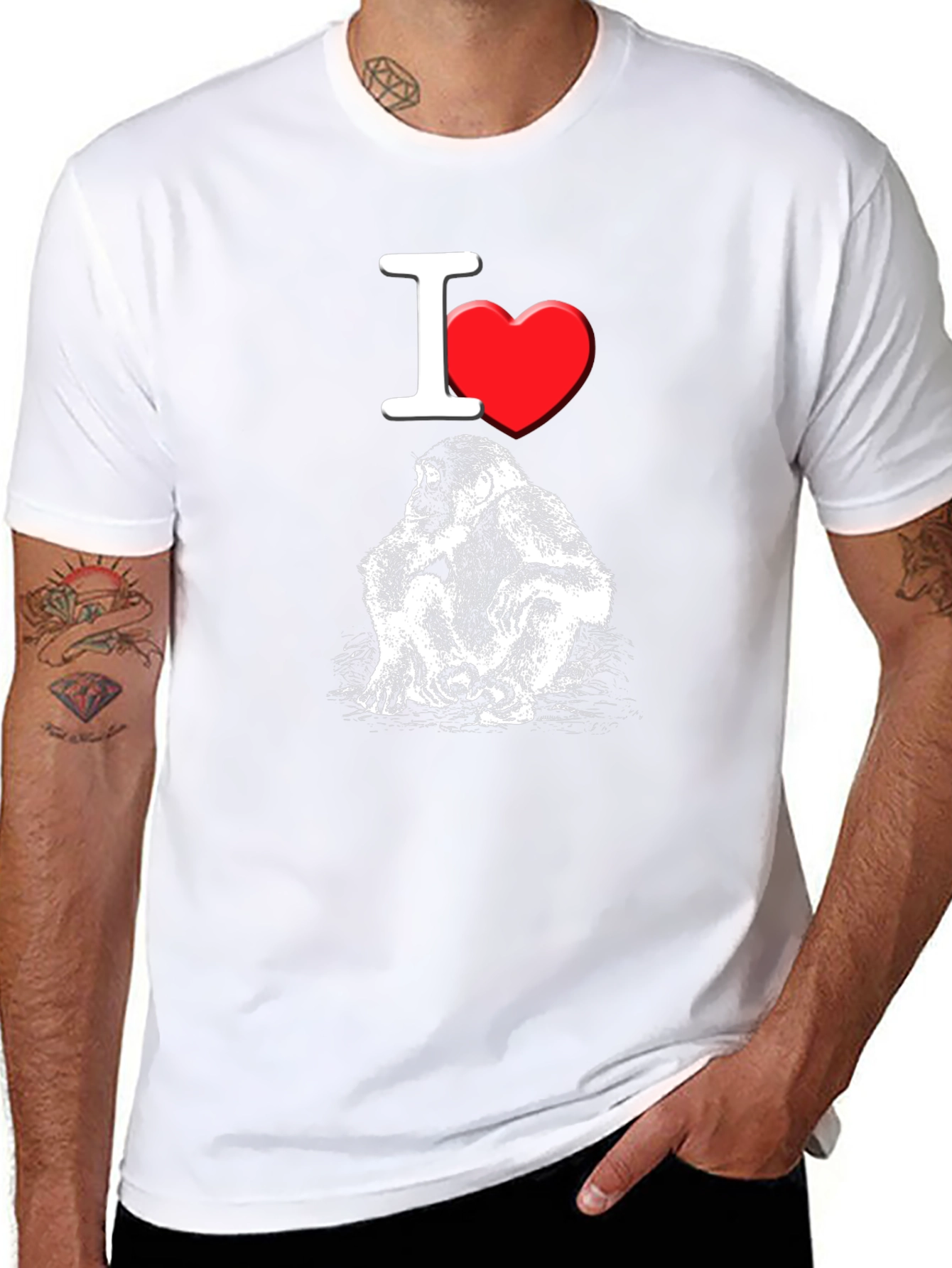 I Heart Monkeys T-Shirt - Black Crew Neck