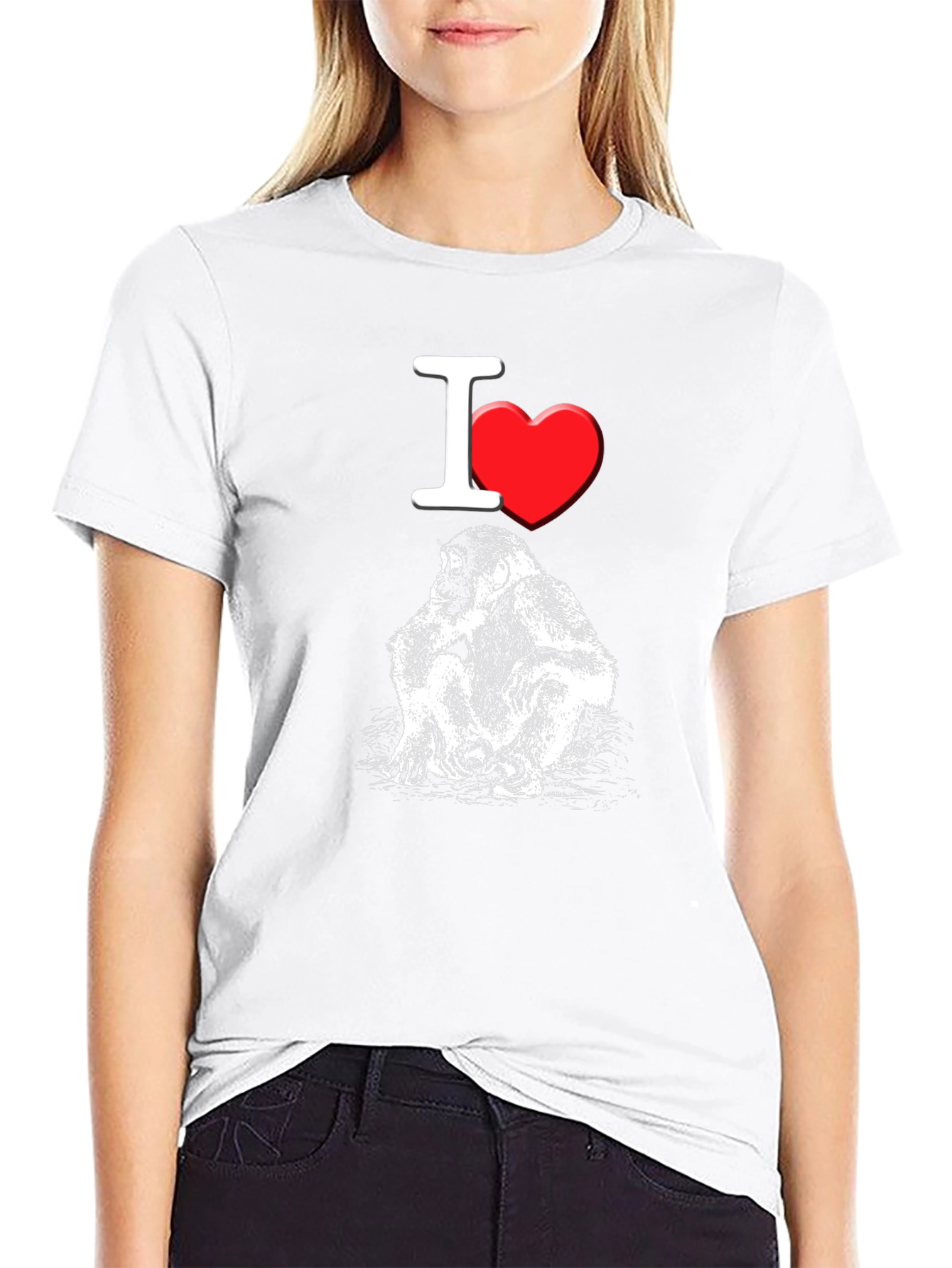 I Heart Monkeys T-Shirt - Black Crew Neck