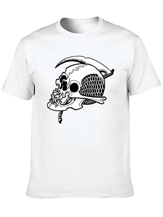Grim Reaper Skull Graphic Tee - Black Cotton T-Shirt