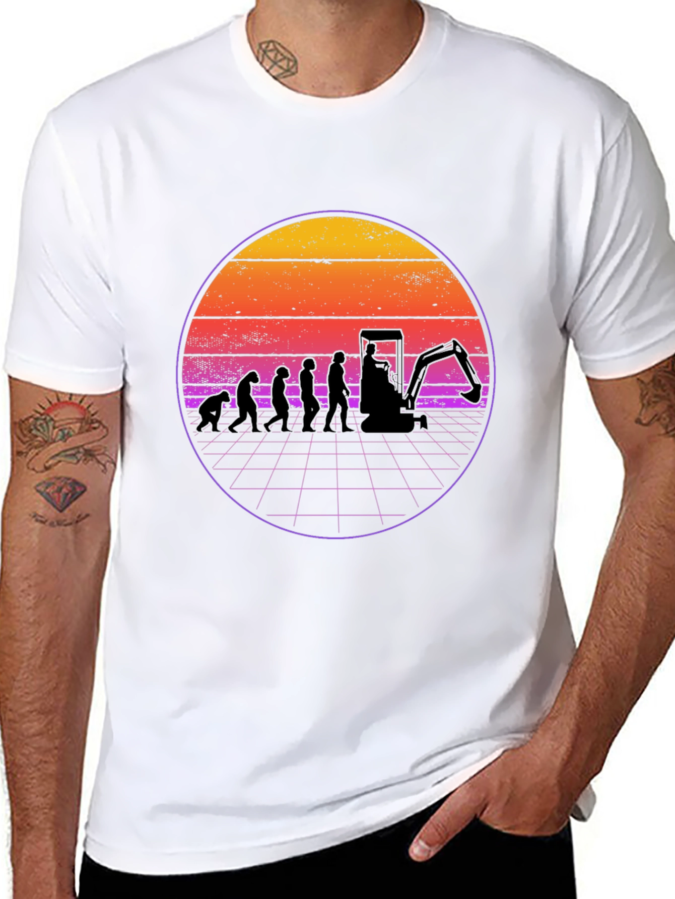 Excavator Evolution Retro T-Shirt