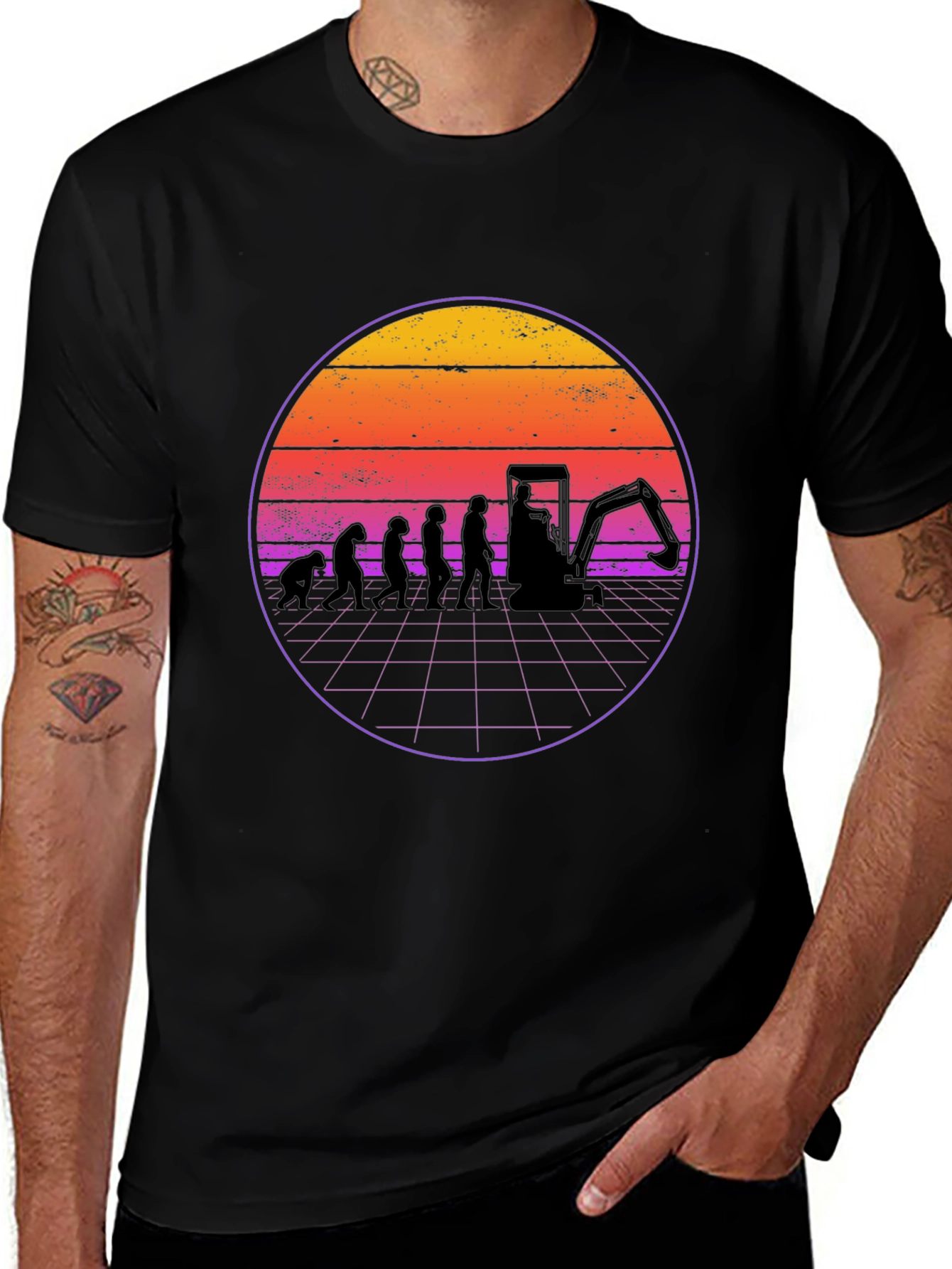 Excavator Evolution Retro T-Shirt