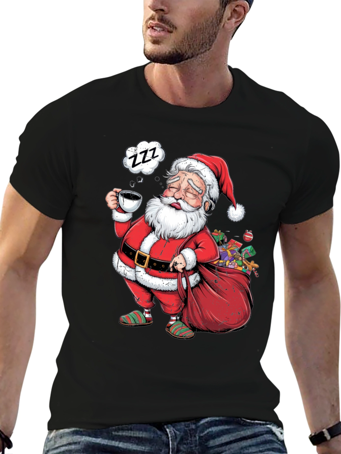 Sleepy Santa T-Shirt: Festive Holiday Wear