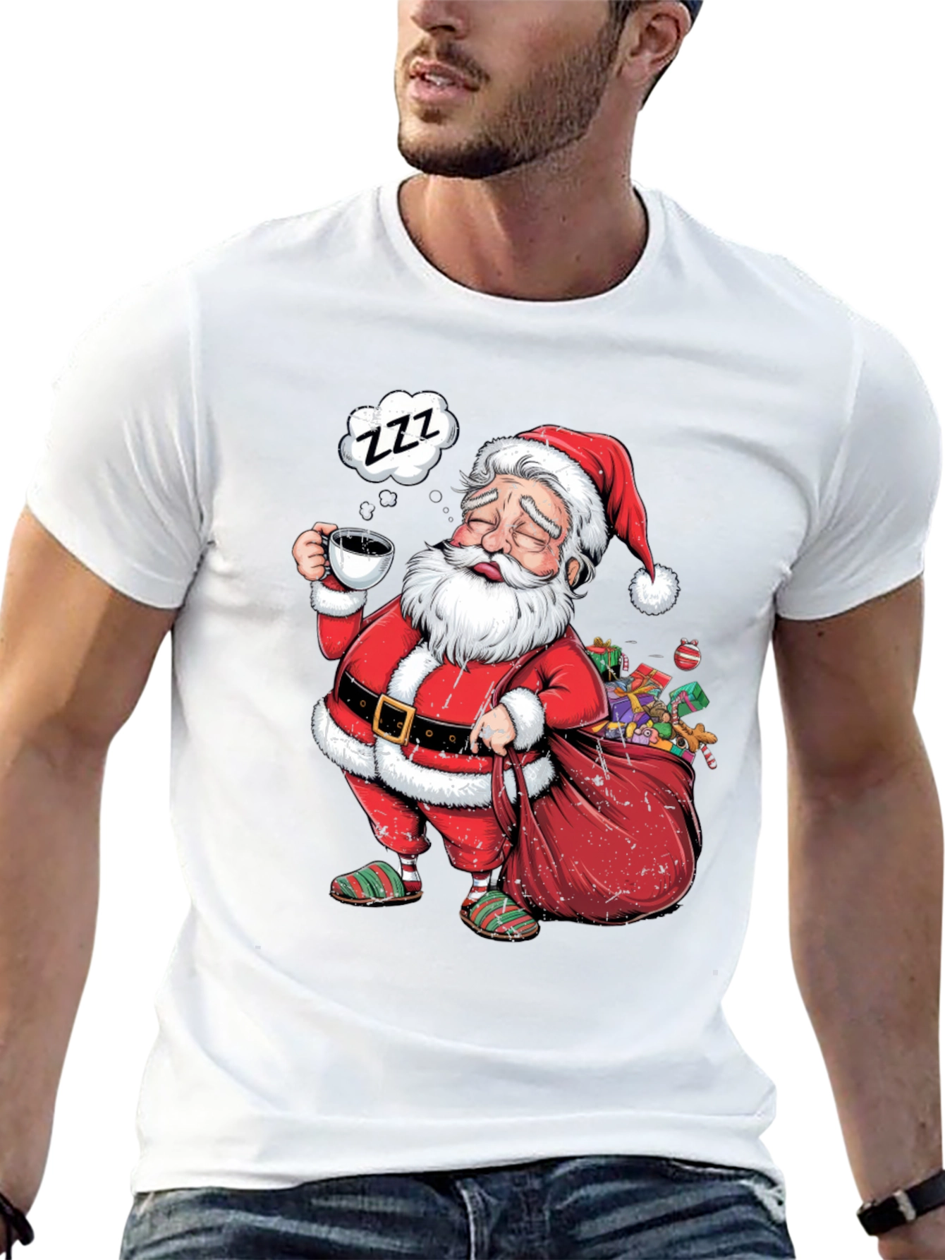 Sleepy Santa T-Shirt: Festive Holiday Wear