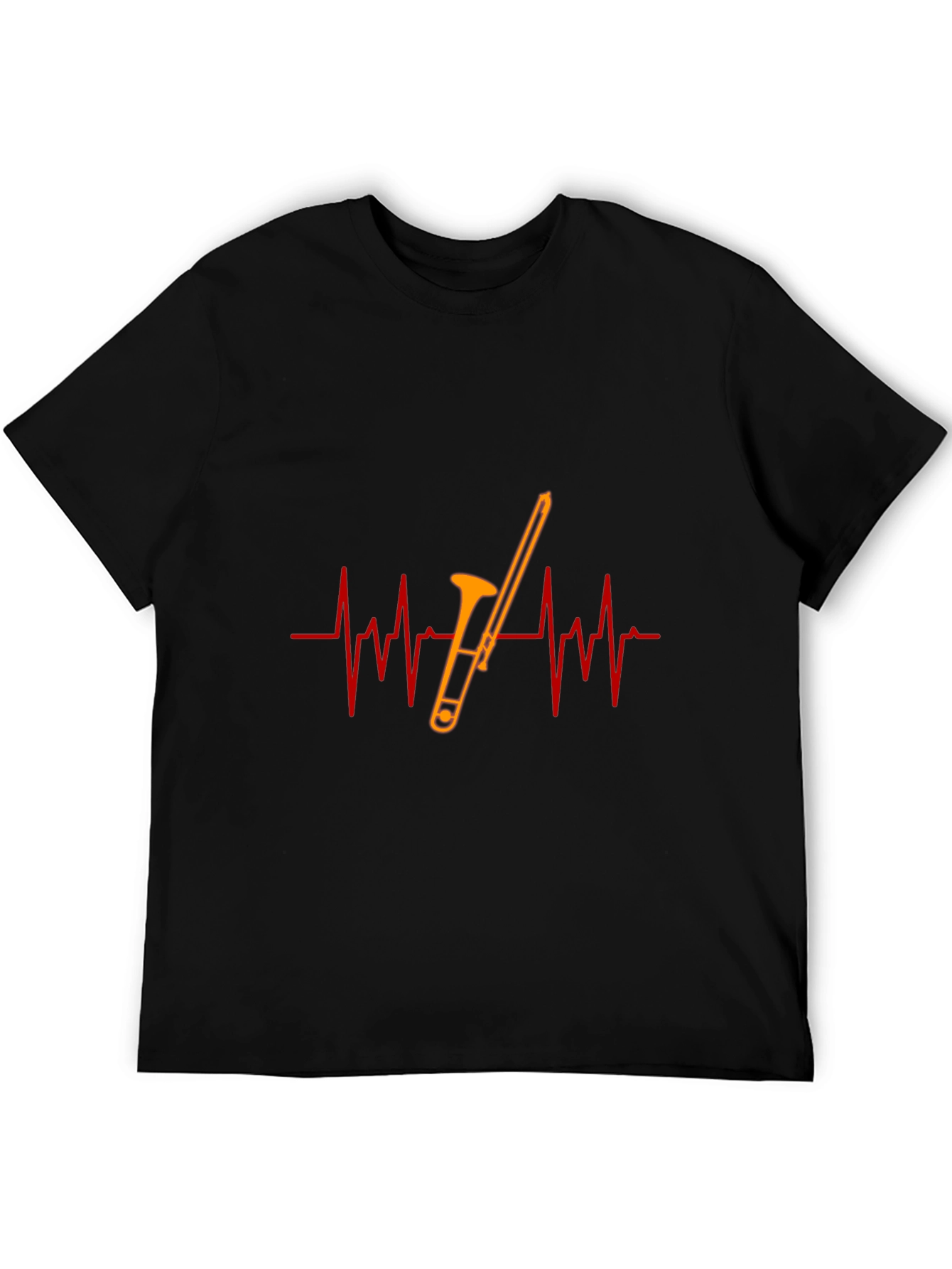 Trombone Heartbeat Black T-Shirt - Musician Gift