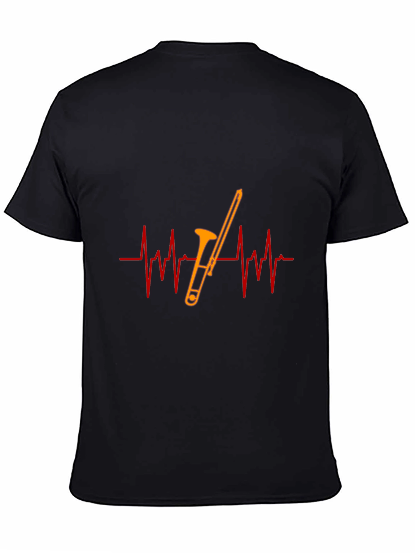 Trombone Heartbeat Black T-Shirt - Musician Gift