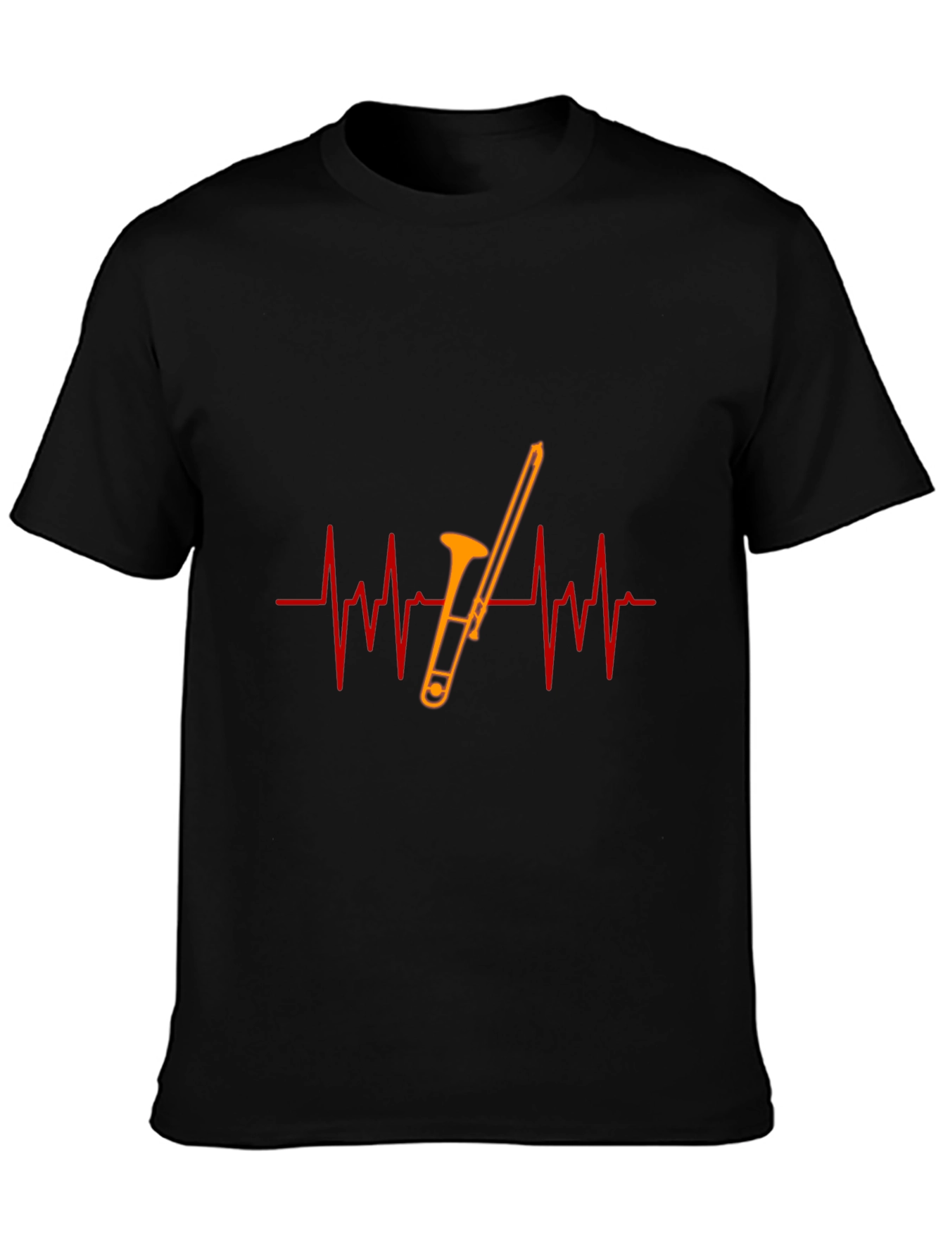 Trombone Heartbeat Black T-Shirt - Musician Gift
