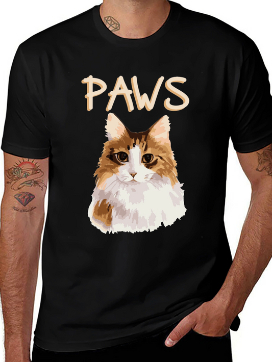 PAWS Cat T-Shirt - Fluffy Feline Graphic Tee