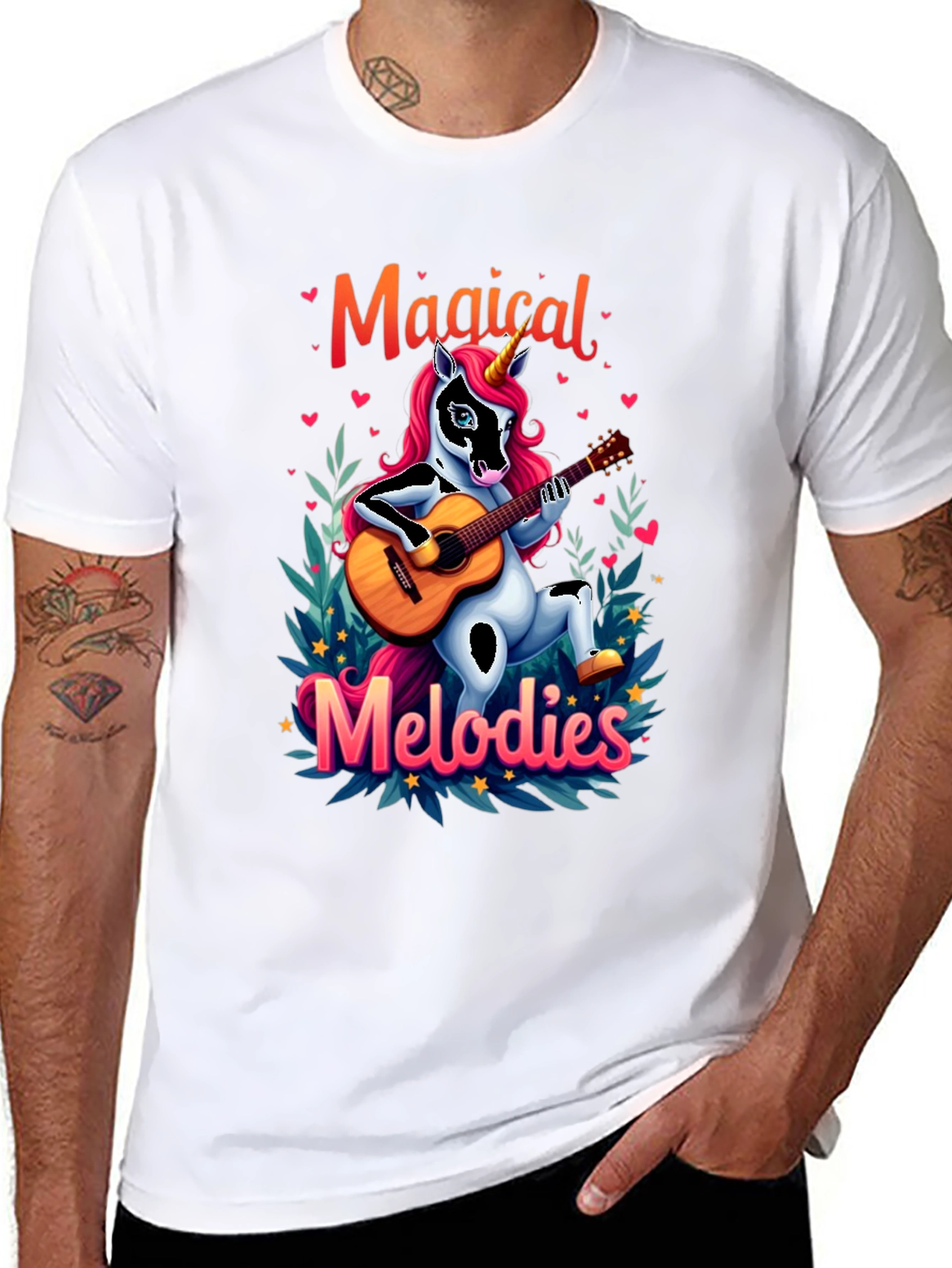 Magical Melodies Unicorn Guitarist Graphic Tee