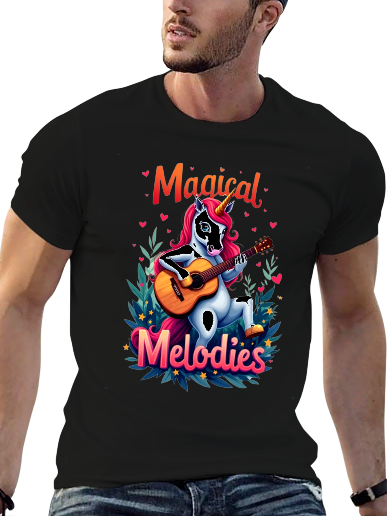 Magical Melodies Unicorn Guitarist Graphic Tee