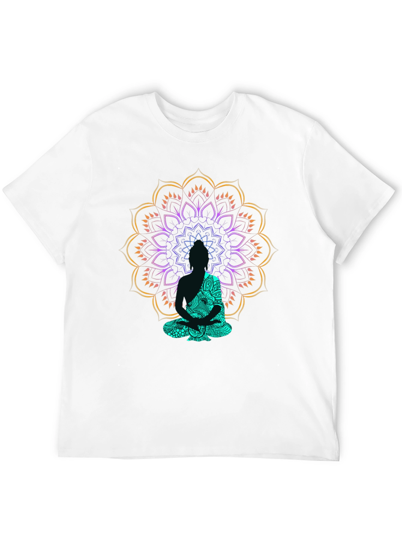 Buddha Mandala Graphic Print Black T-Shirt
