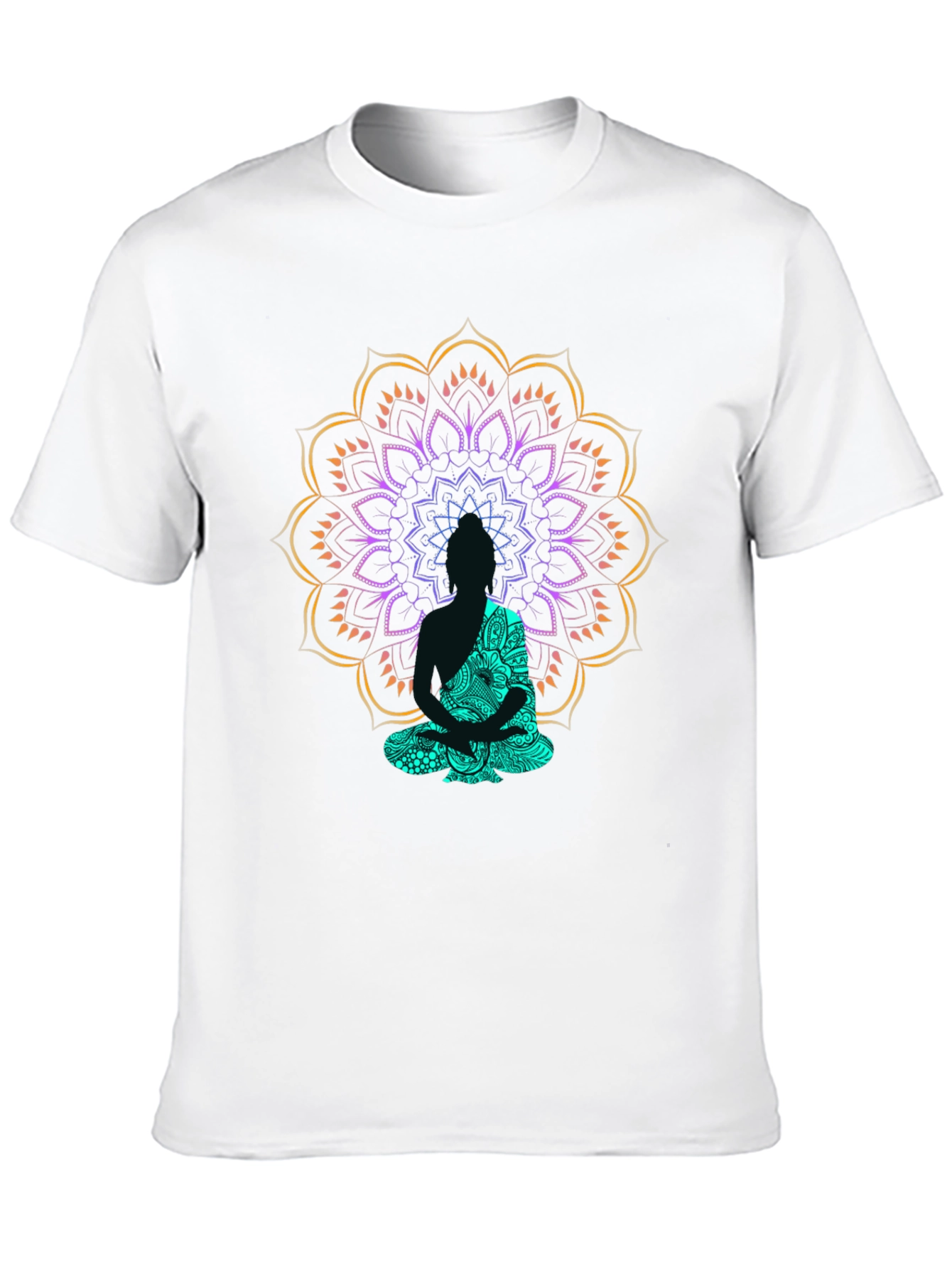 Buddha Mandala Graphic Print Black T-Shirt