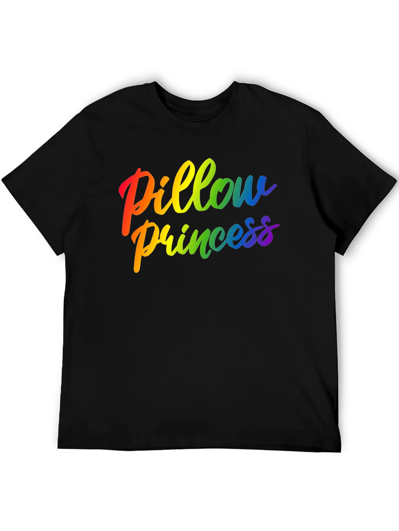 Rainbow Pillow Princess Graphic Black Tee