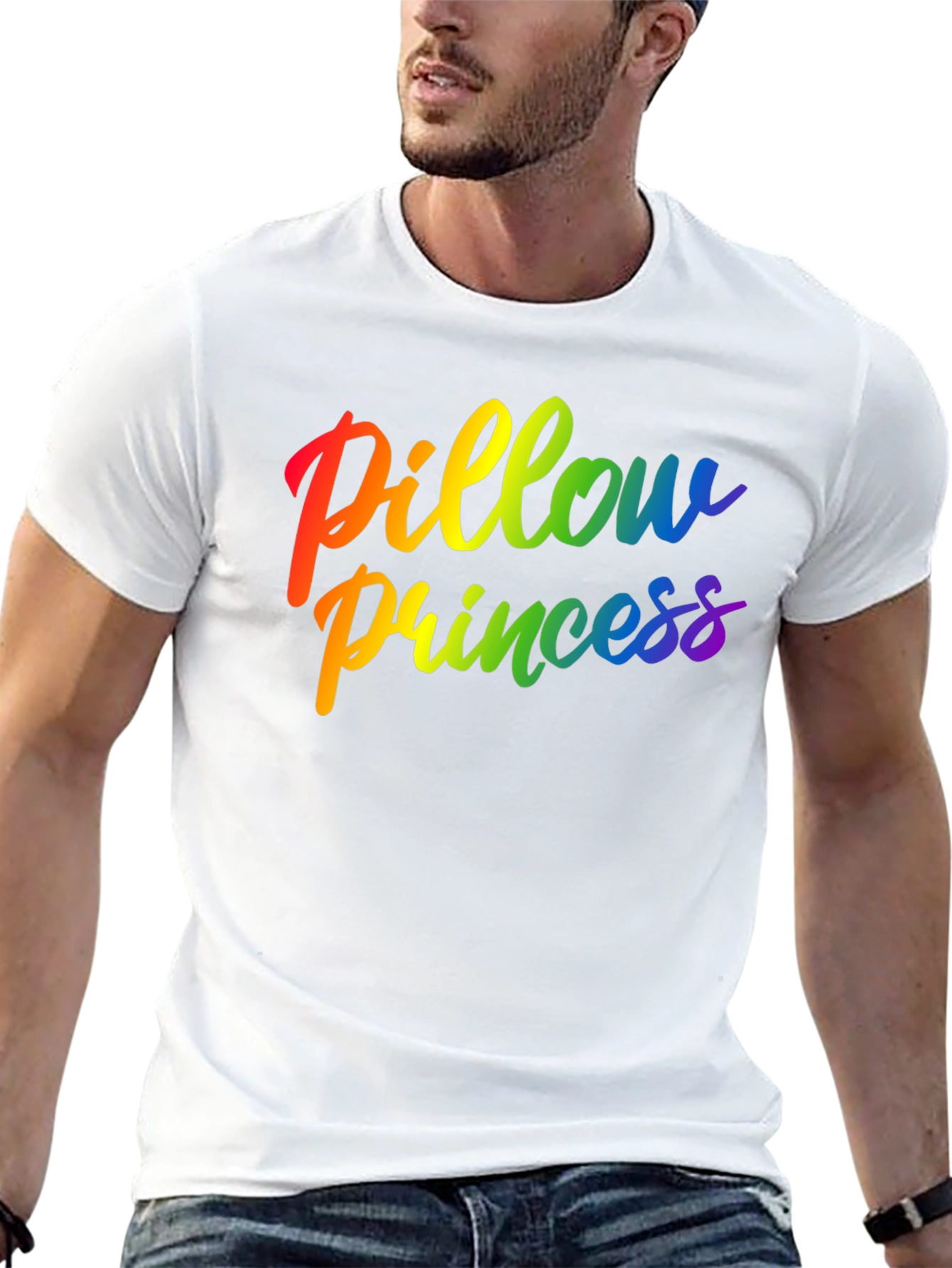 Rainbow Pillow Princess Graphic Black Tee