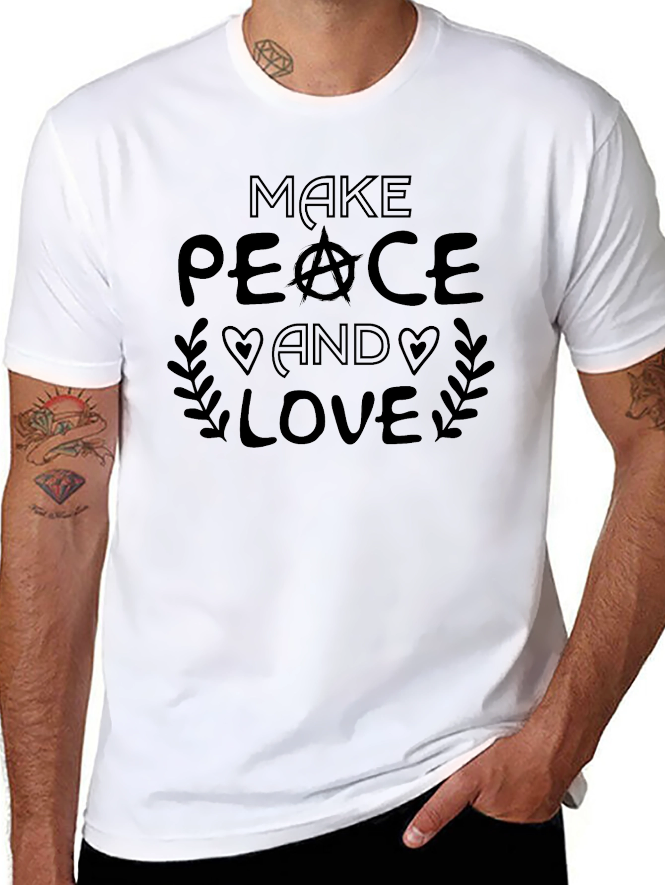 Make Peace and Love Black T-Shirt