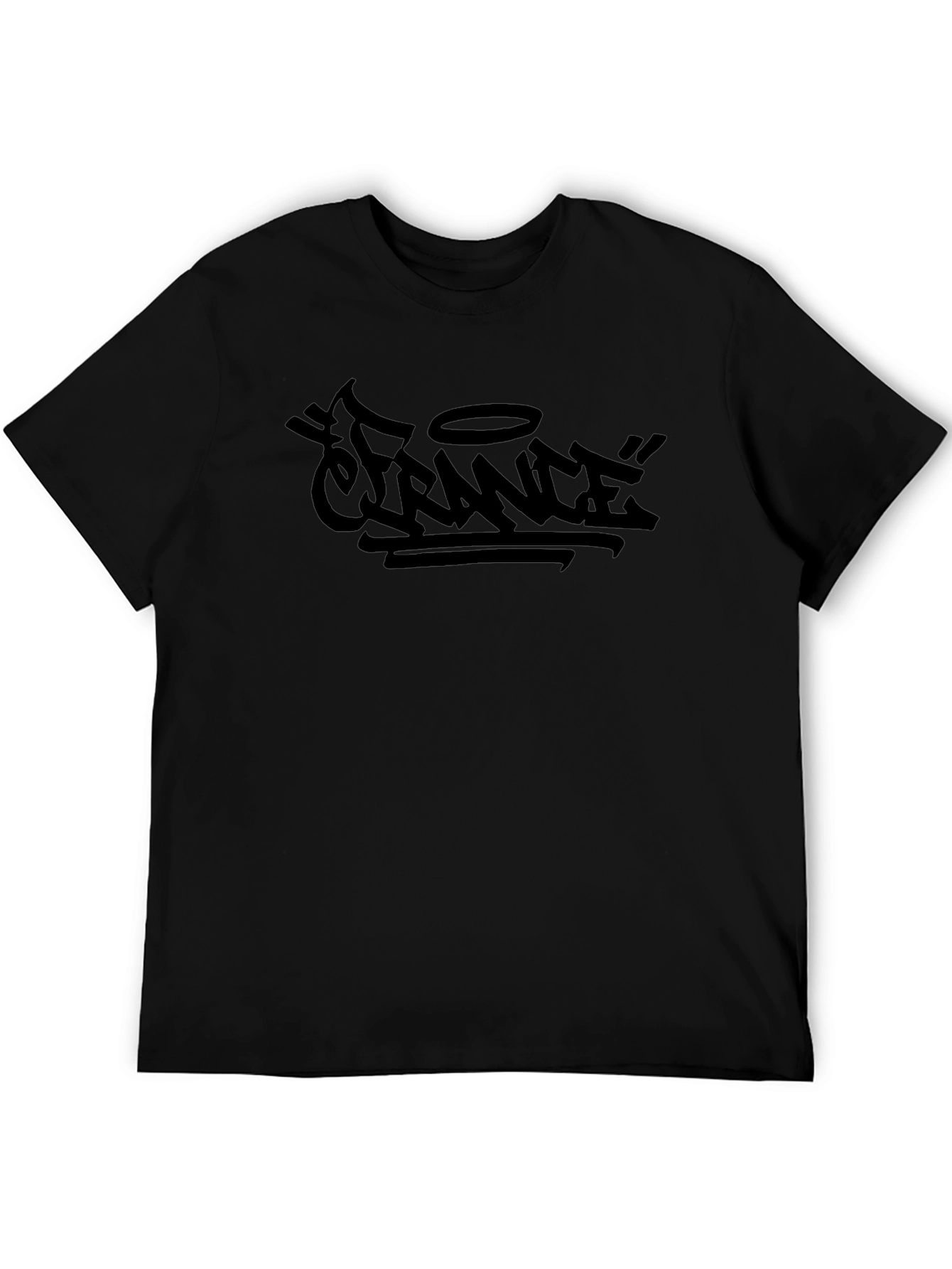 Black Graphic Tee - France Graffiti Design