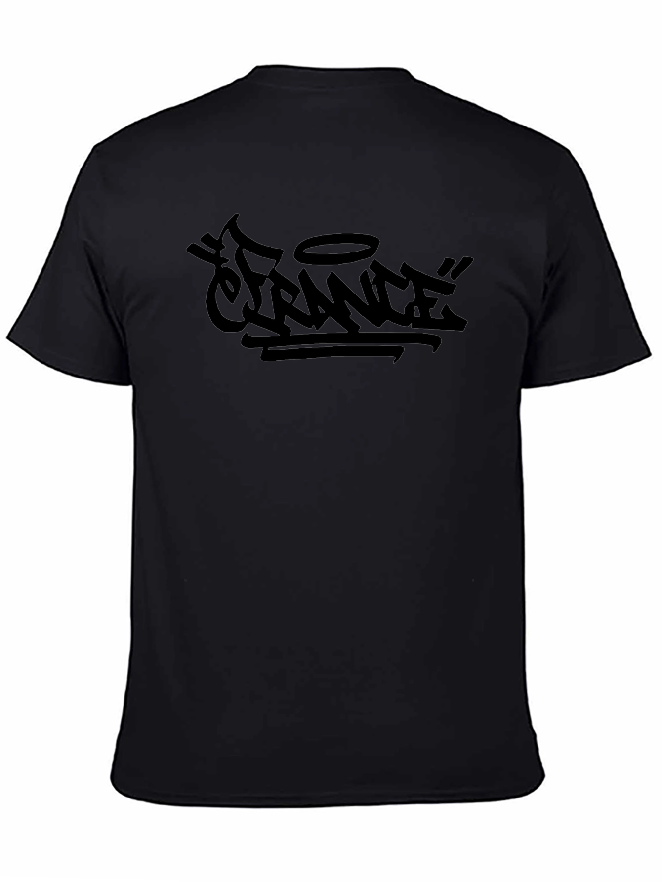 Black Graphic Tee - France Graffiti Design