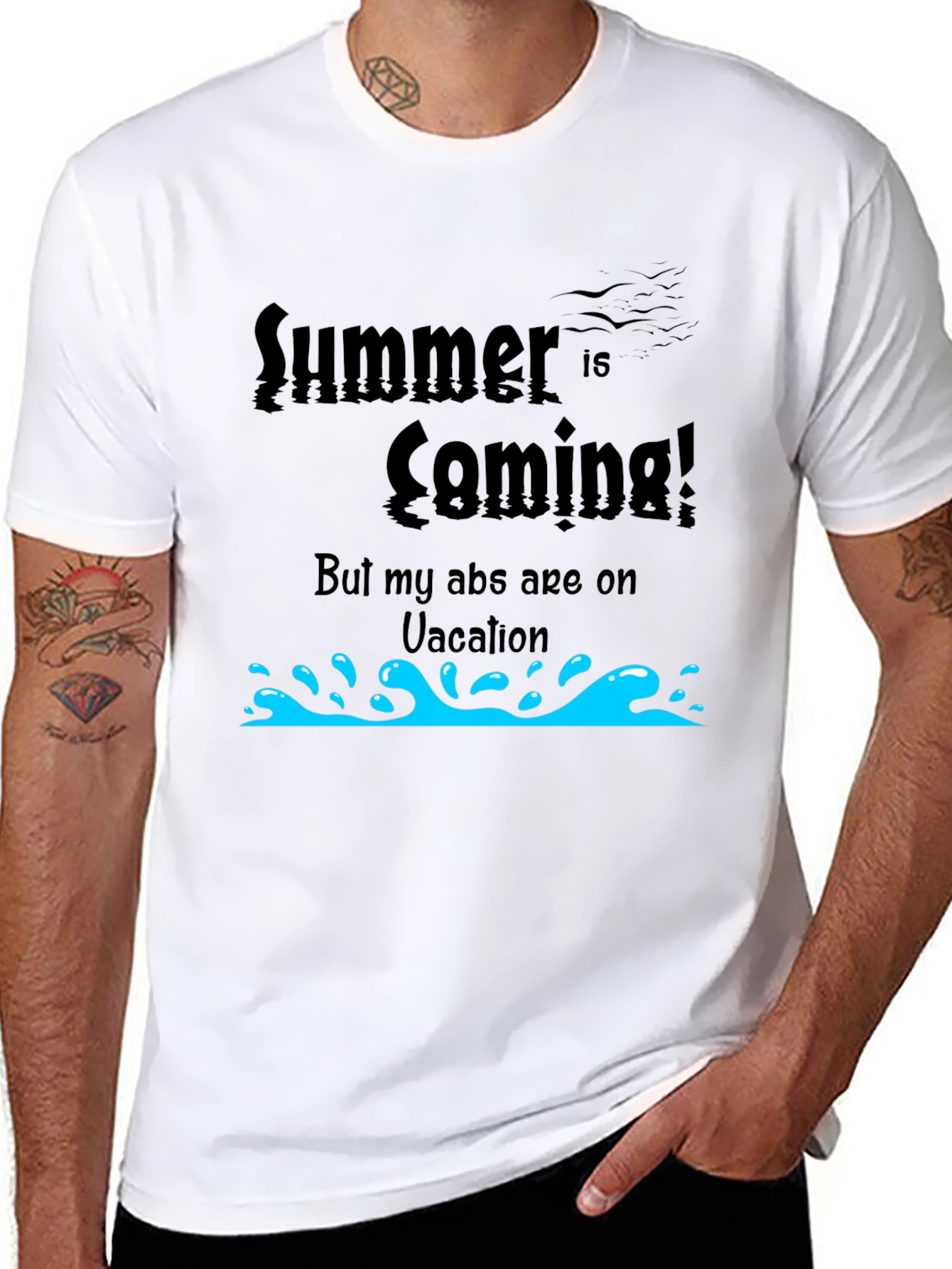 Summer Abs Vacation Tee - Funny Mens T-Shirt