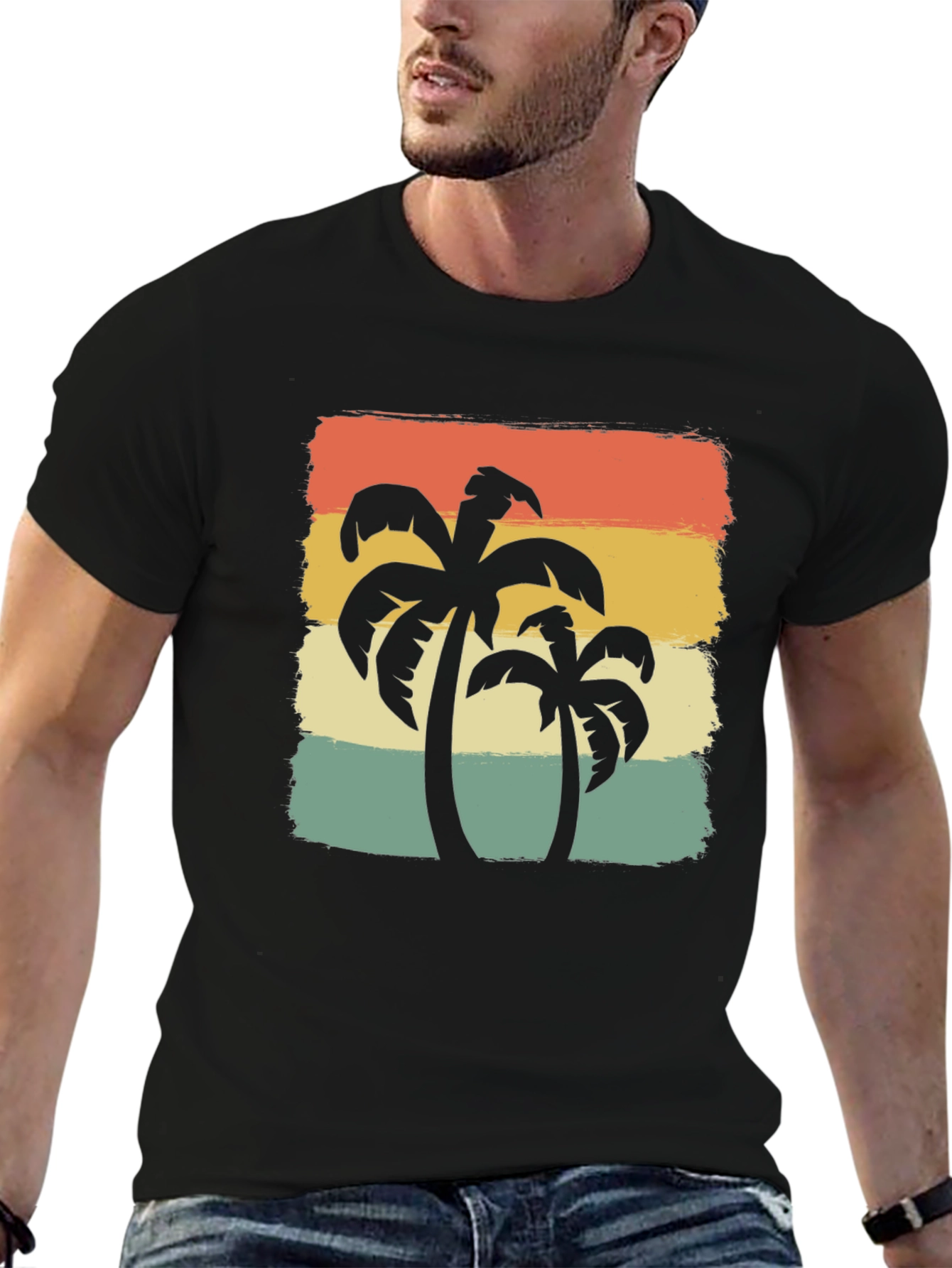 Retro Palm Tree Graphic Tee - Island Vibes