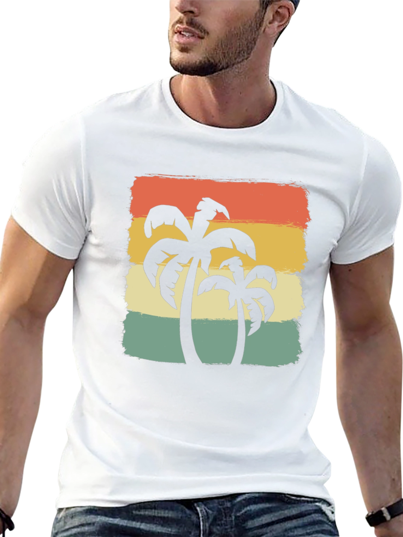 Retro Palm Tree Graphic Tee - Island Vibes