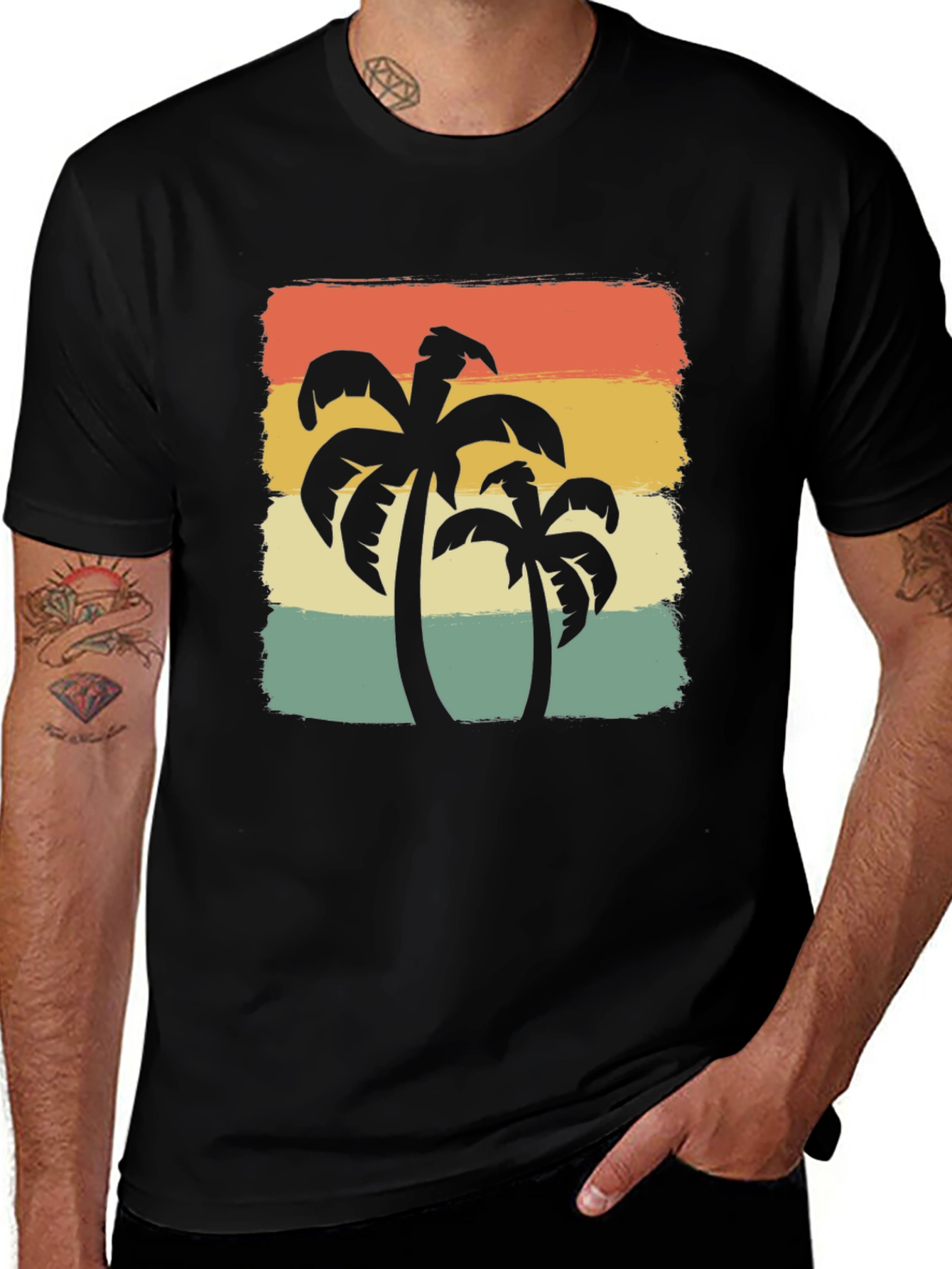Retro Palm Tree Graphic Tee - Island Vibes