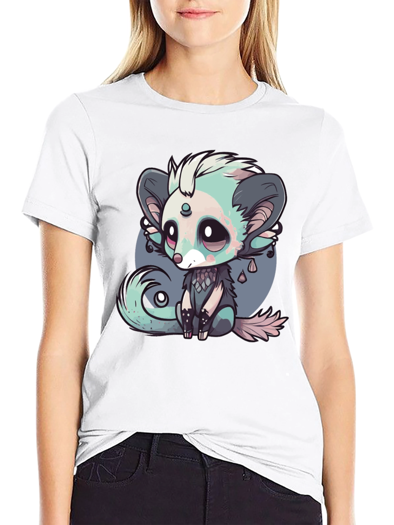 Cute Cartoon Creature Black T-Shirt