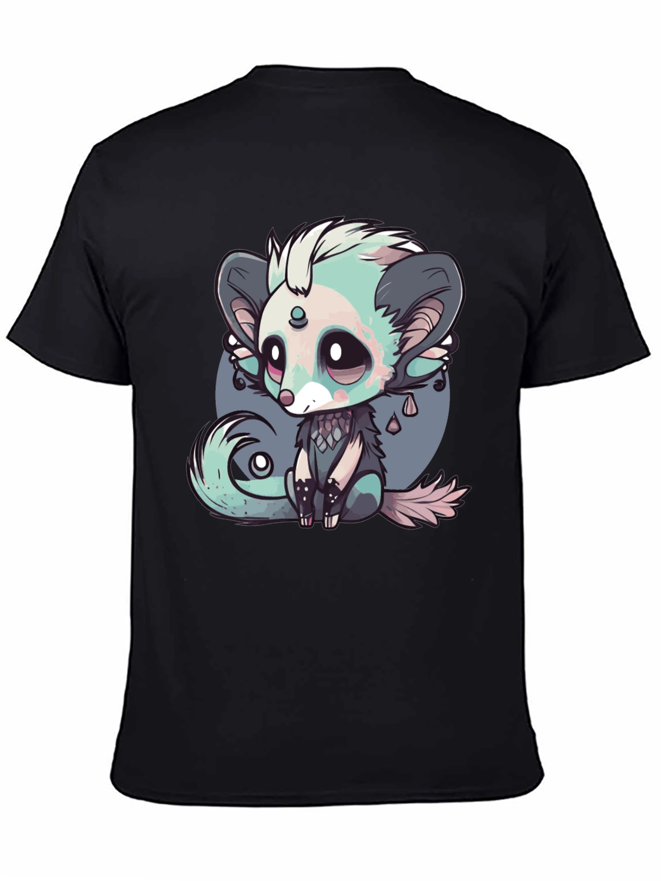 Cute Cartoon Creature Black T-Shirt