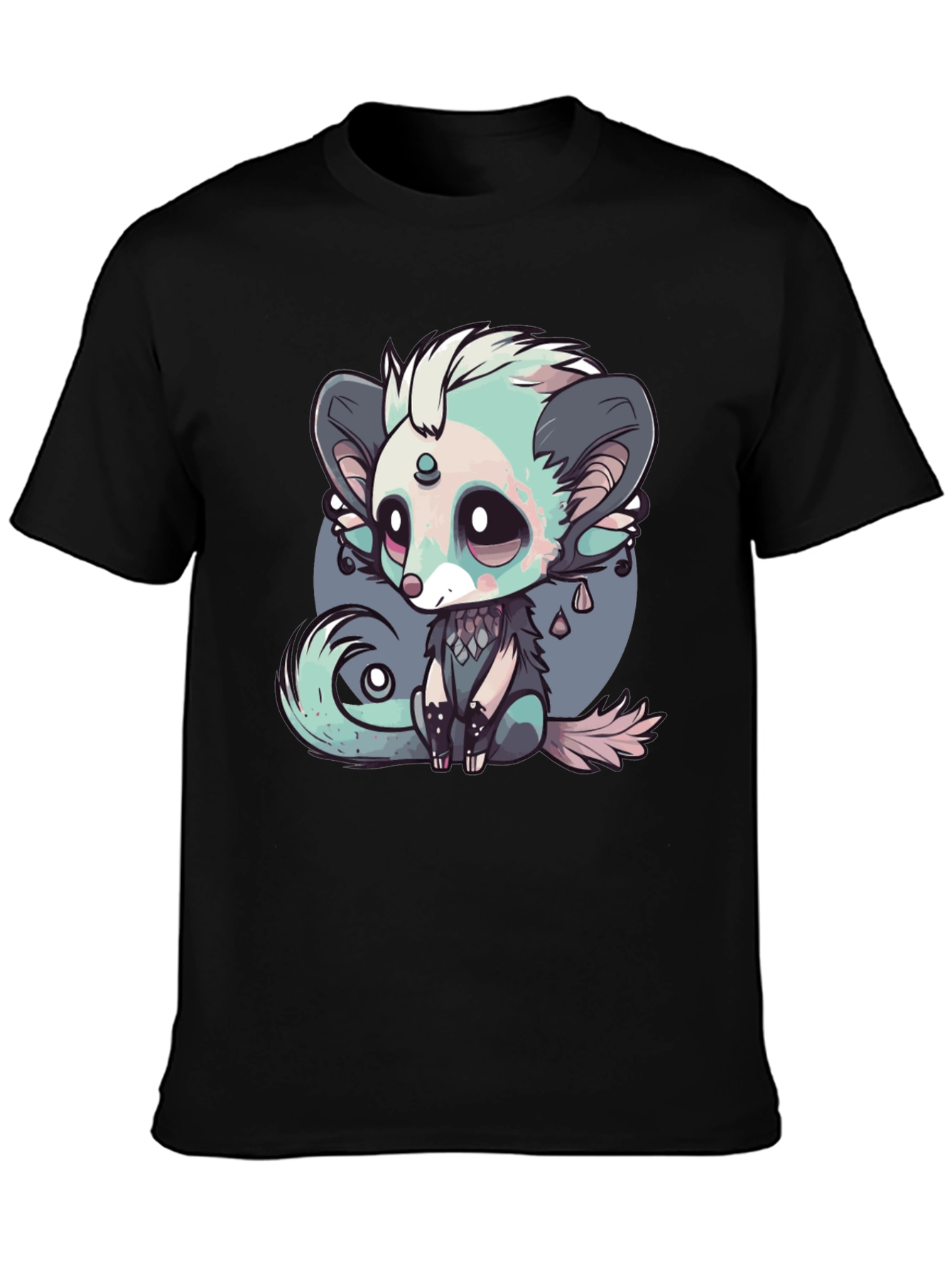 Cute Cartoon Creature Black T-Shirt