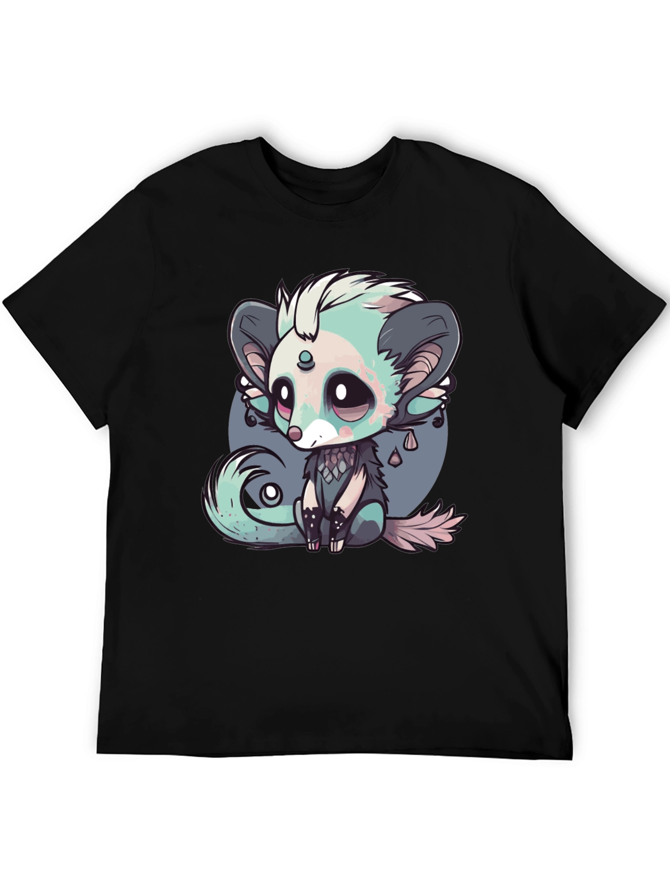 Cute Cartoon Creature Black T-Shirt