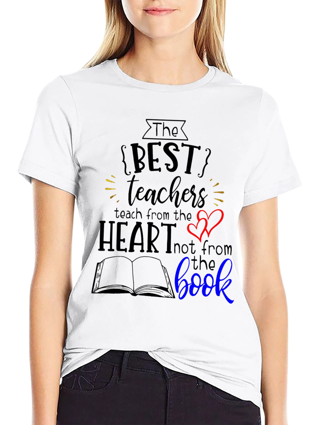 Best Teacher Heart Book T-Shirt