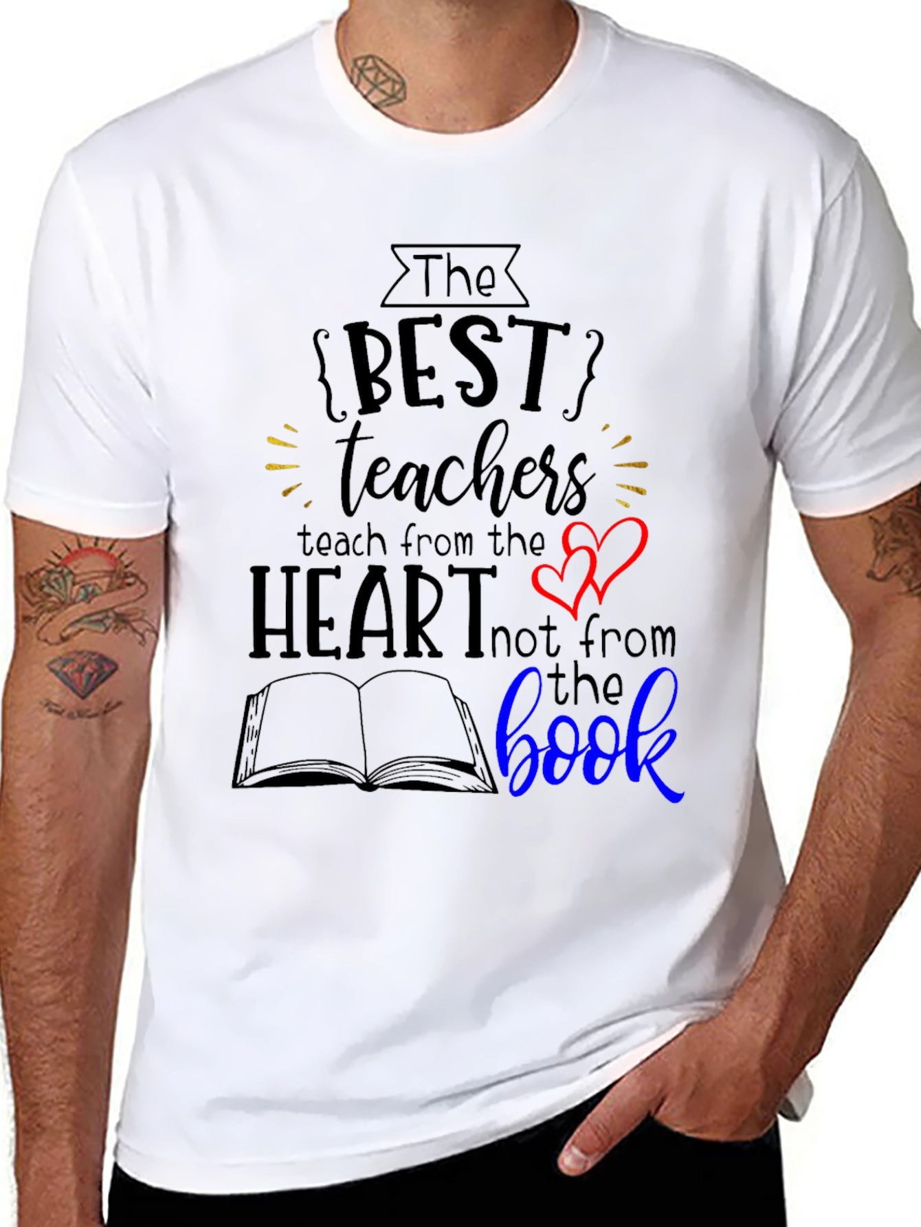 Best Teacher Heart Book T-Shirt