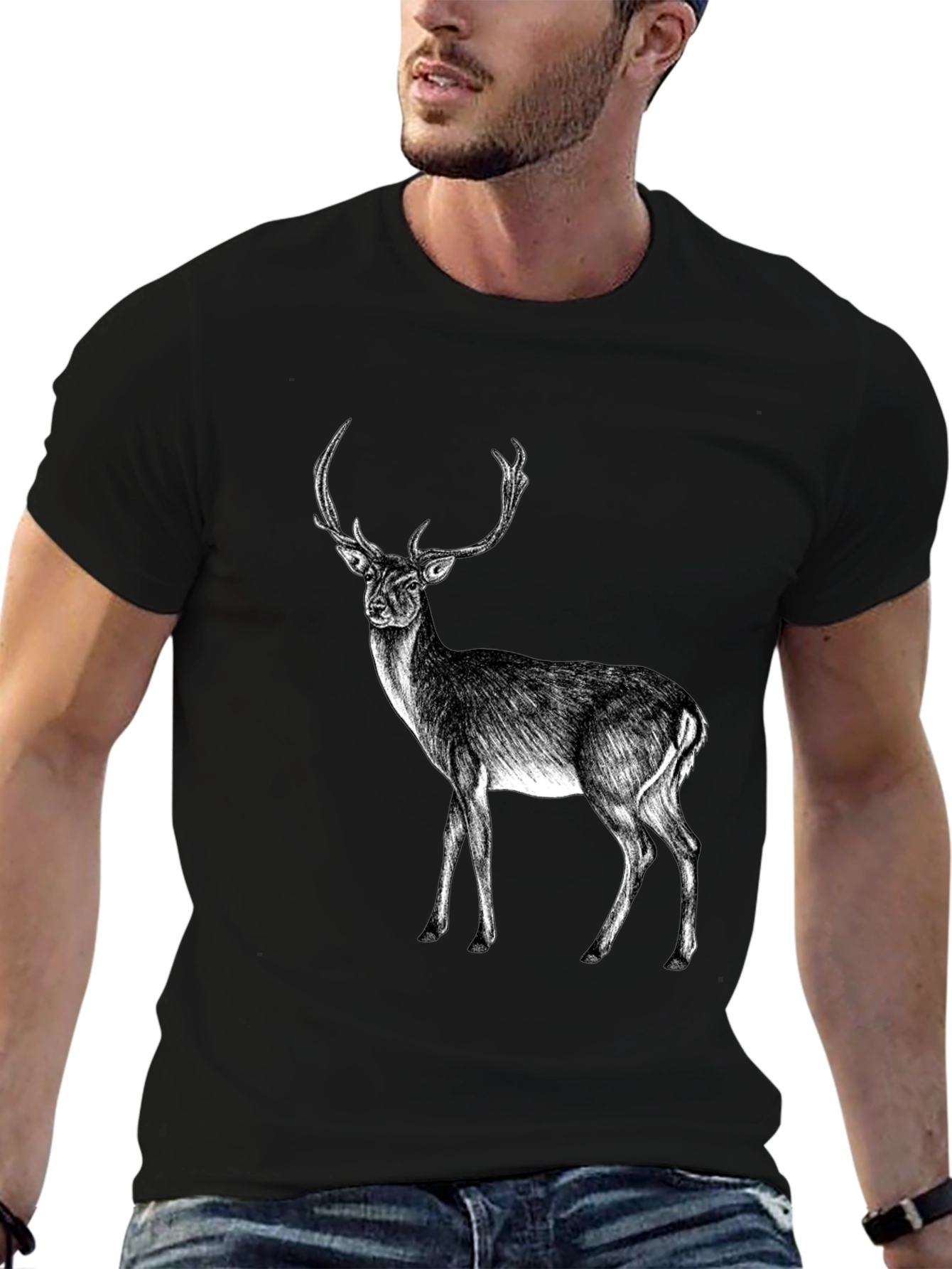 Deer Graphic Black T-Shirt