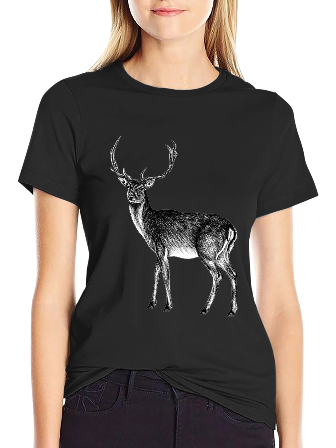Deer Graphic Black T-Shirt