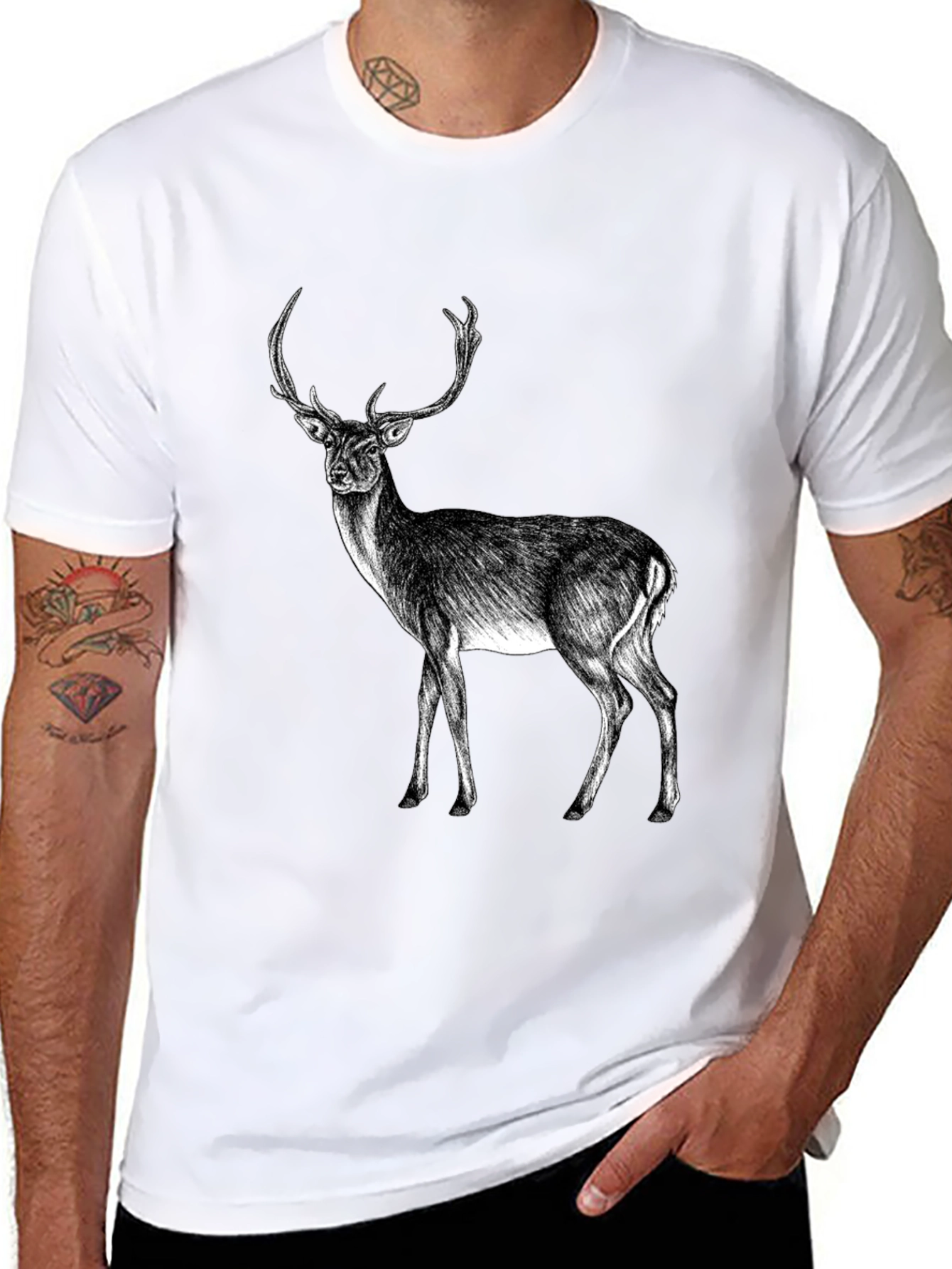 Deer Graphic Black T-Shirt