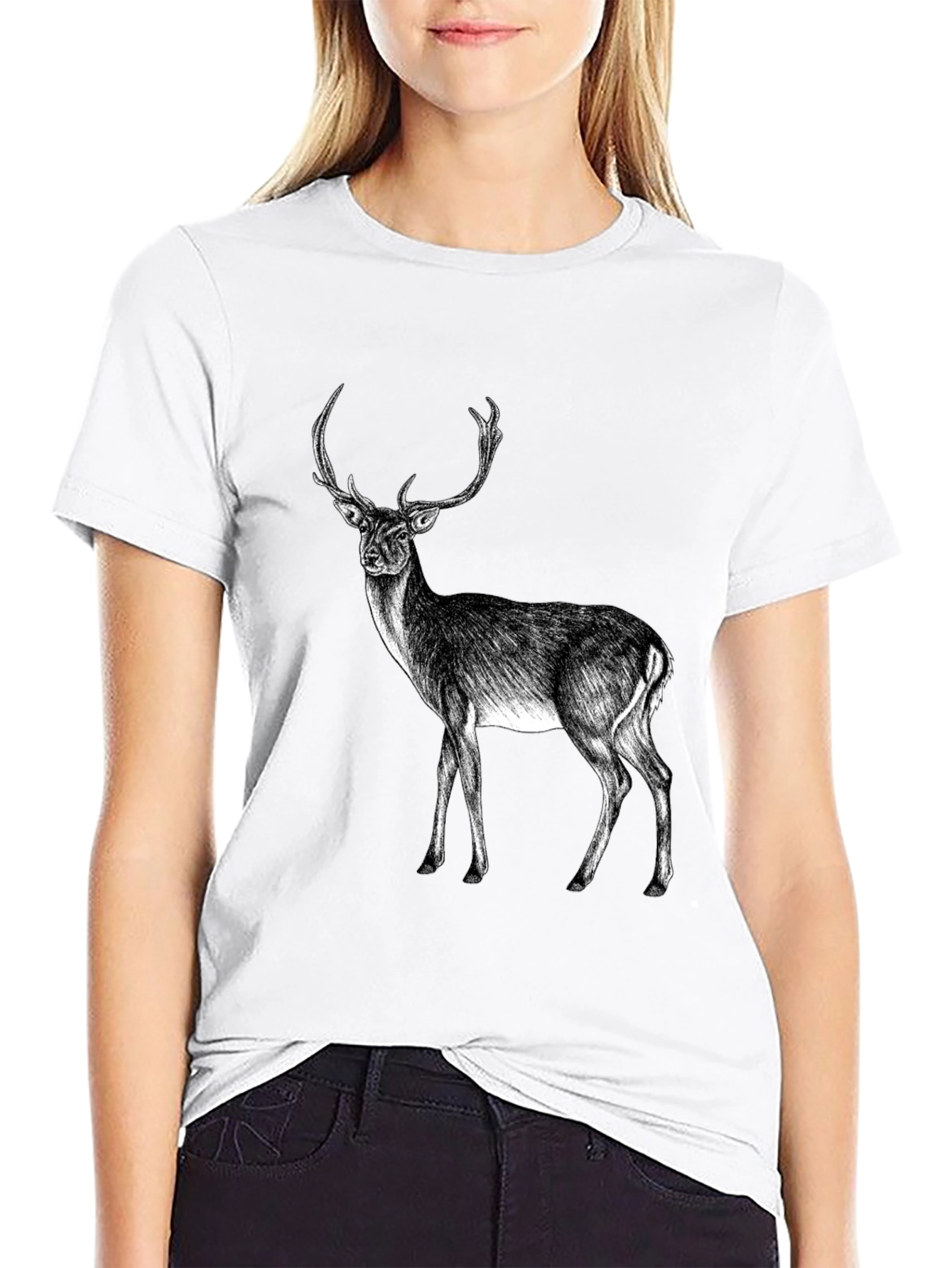 Deer Graphic Black T-Shirt