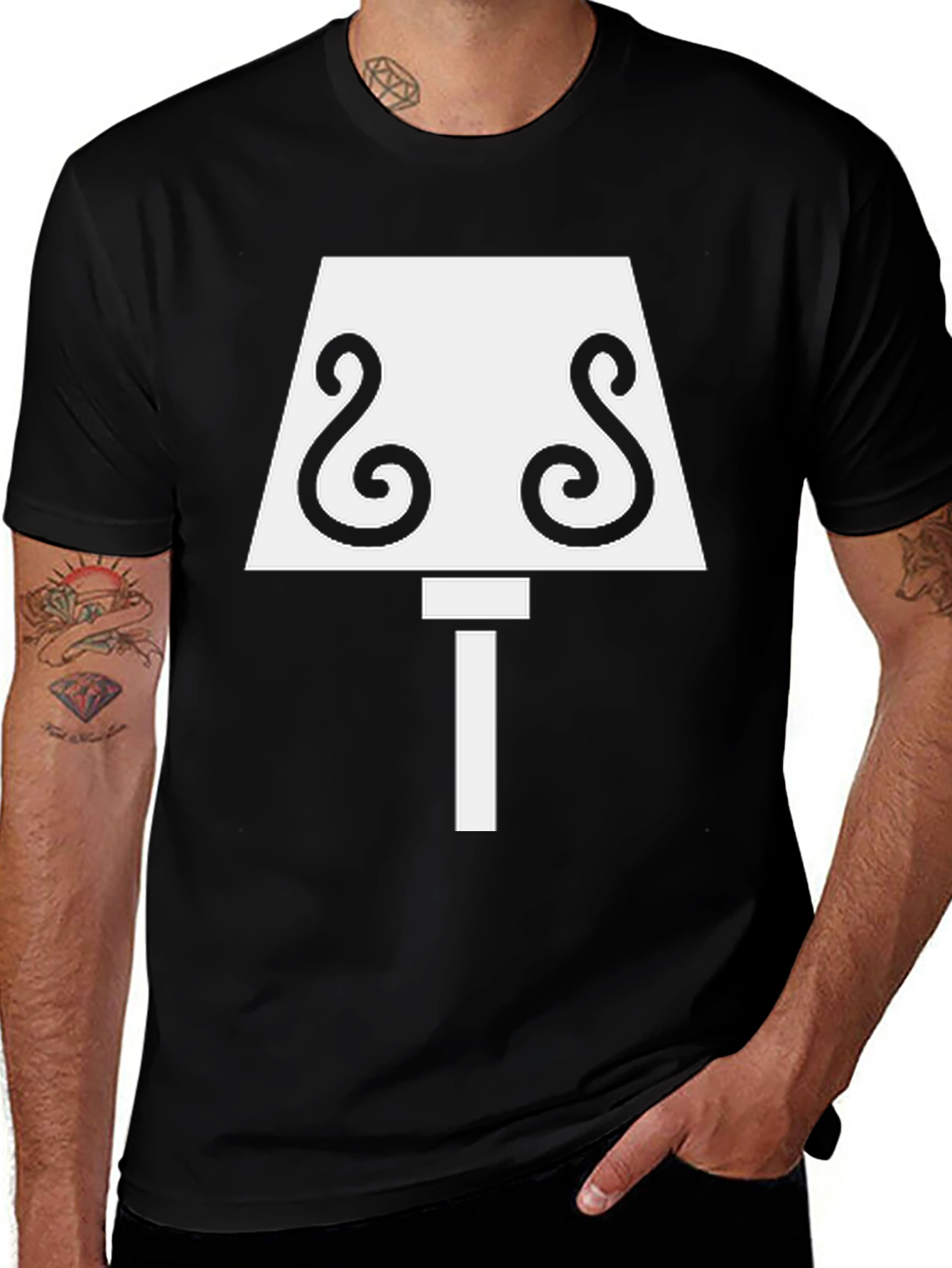 Novelty Lamp Graphic T-Shirt - Black Cotton Tee