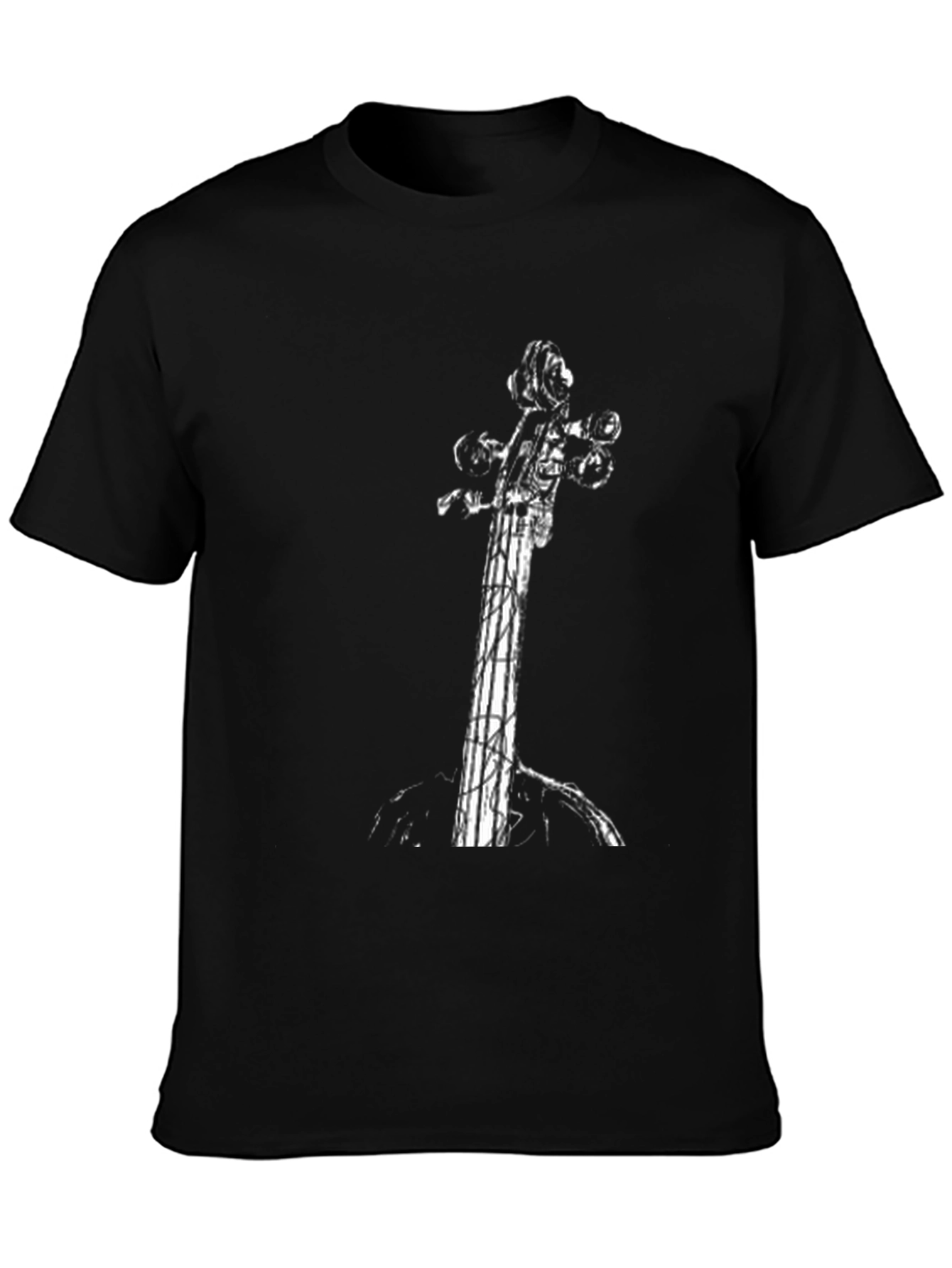 Violin Print Black T-Shirt