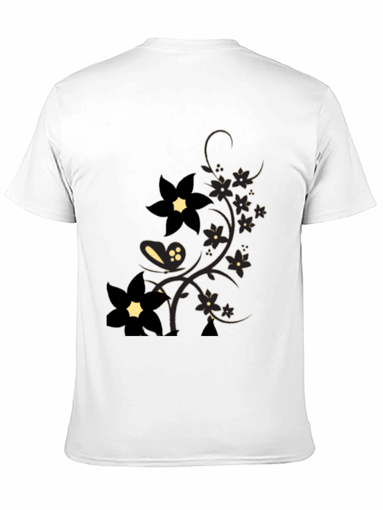 Floral Print Mens Black T-Shirt