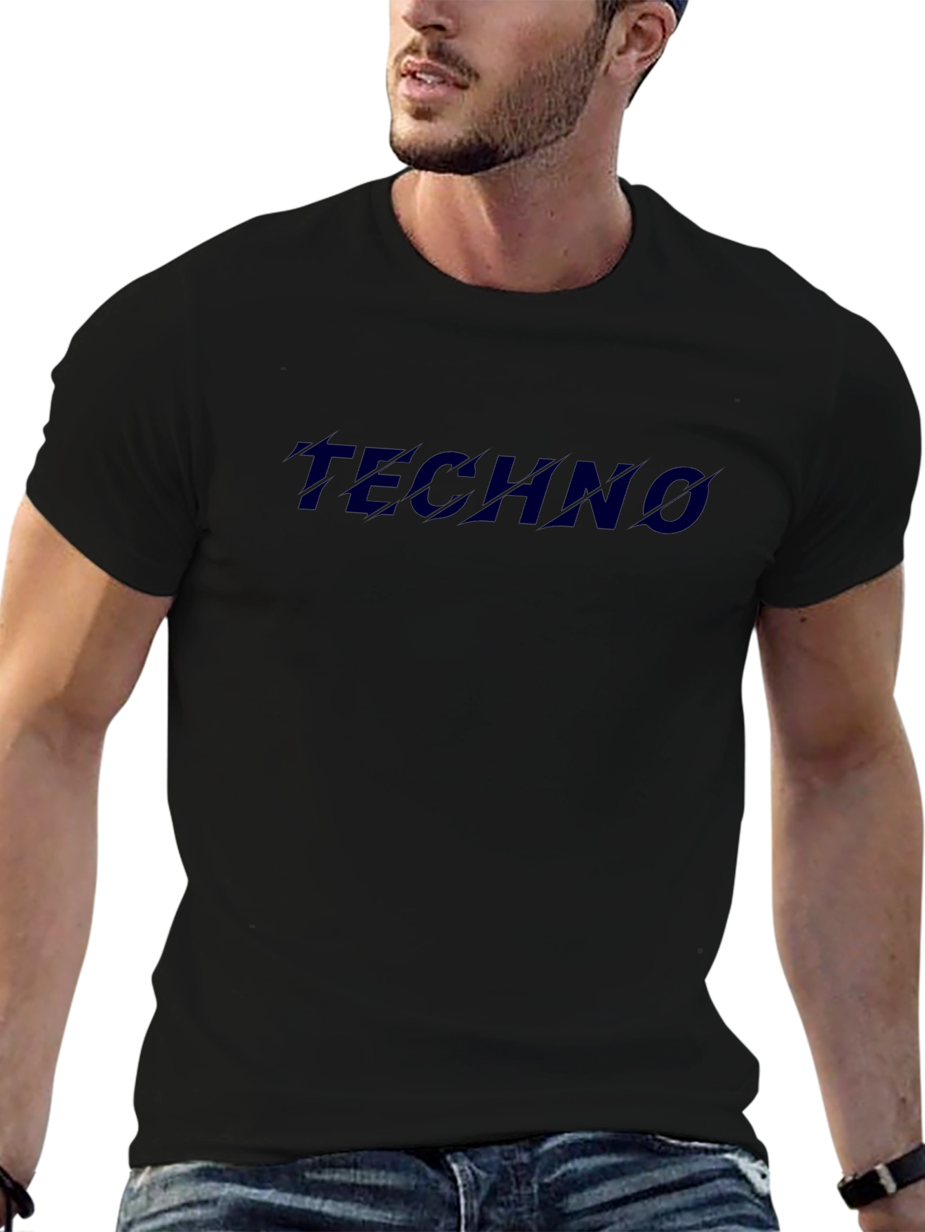 Techno Graphic Print Black T-Shirt